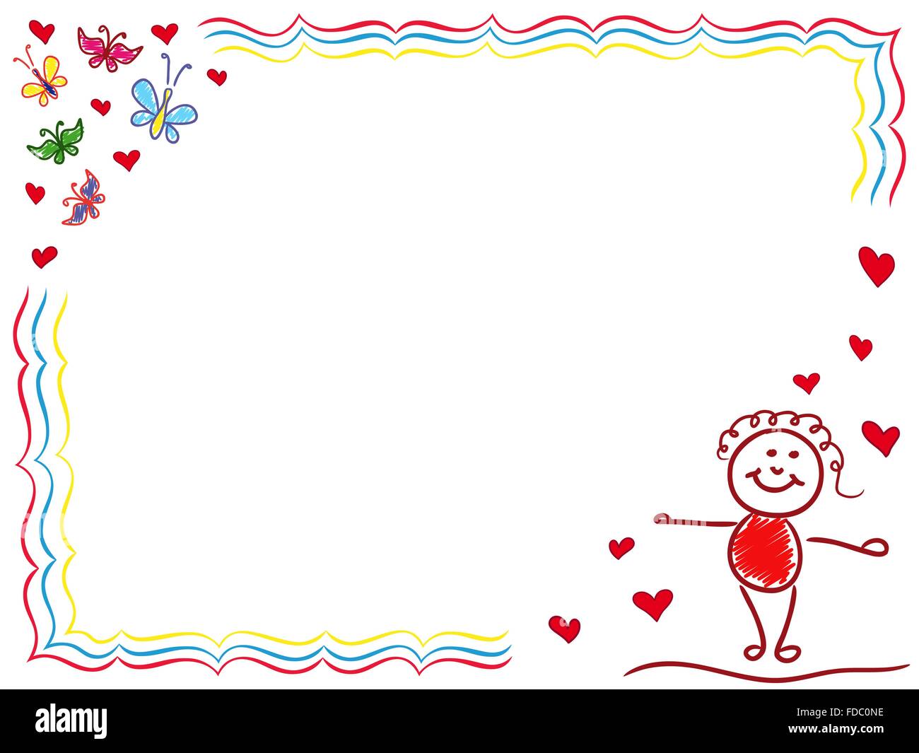 Girl in Love, hand drawing vector cartoon Valentine greeting card Stock Vector