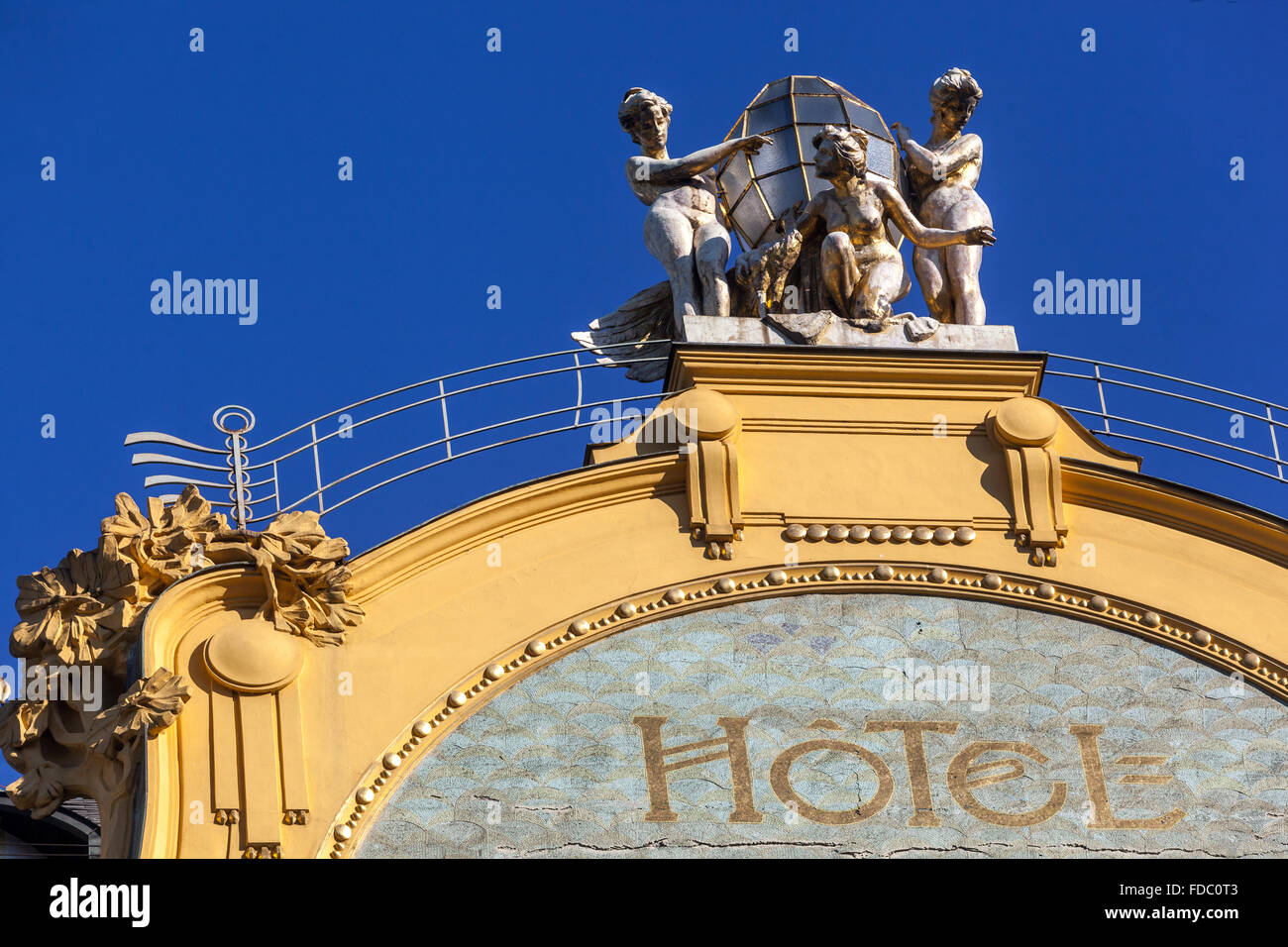 The facade of the Grand Hotel Evropa Prague Wenceslas Square Prague