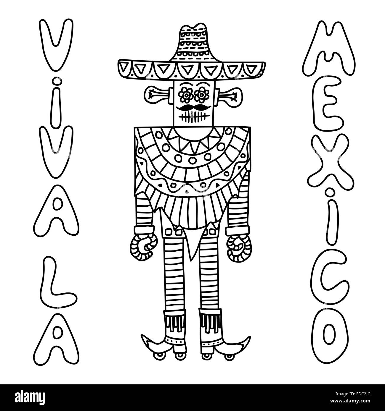 Mexican robot with sombrero Stock Vector