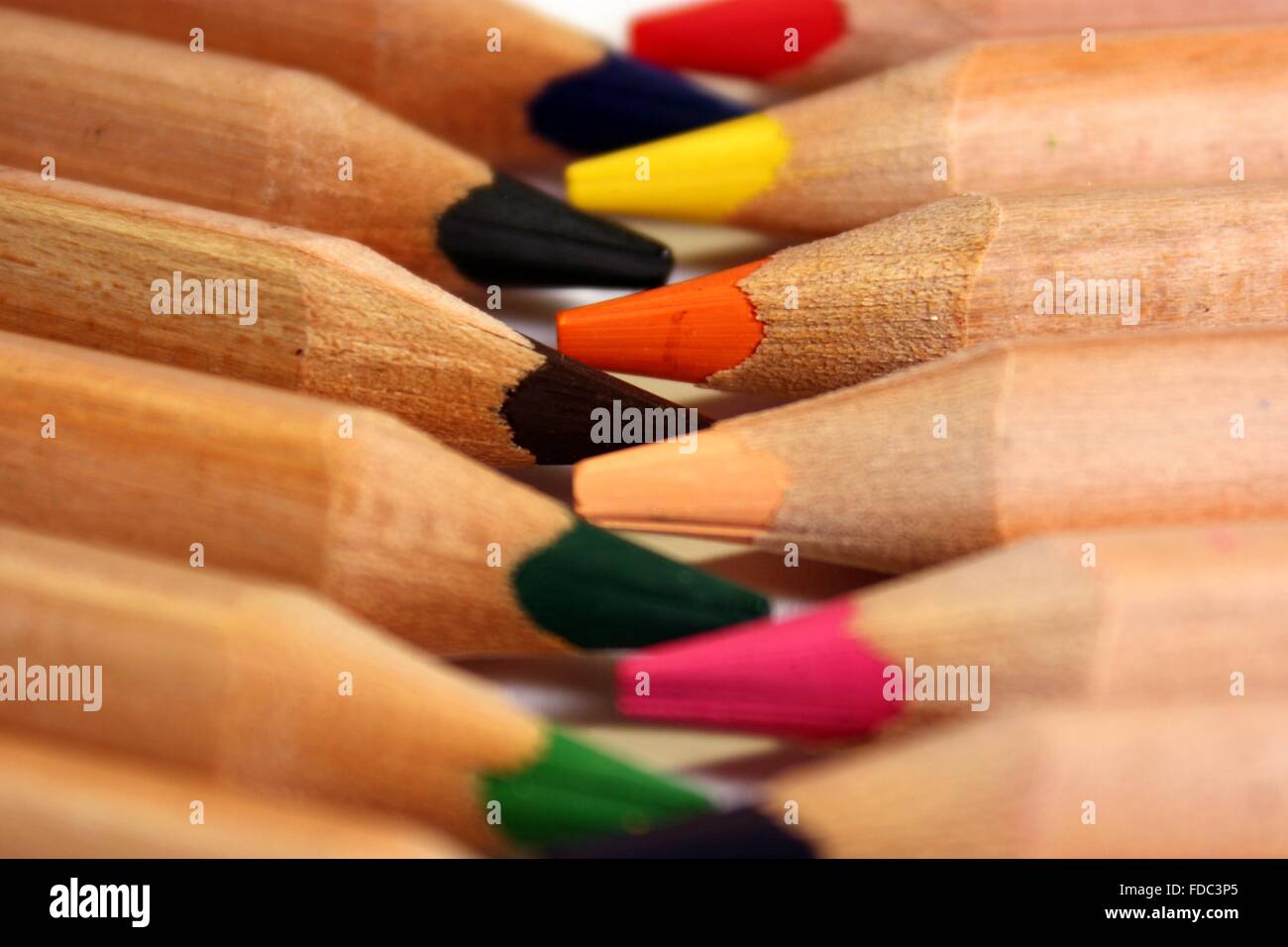 Colored pencils. Several sharpened colored pencils for drawing Stock Photo