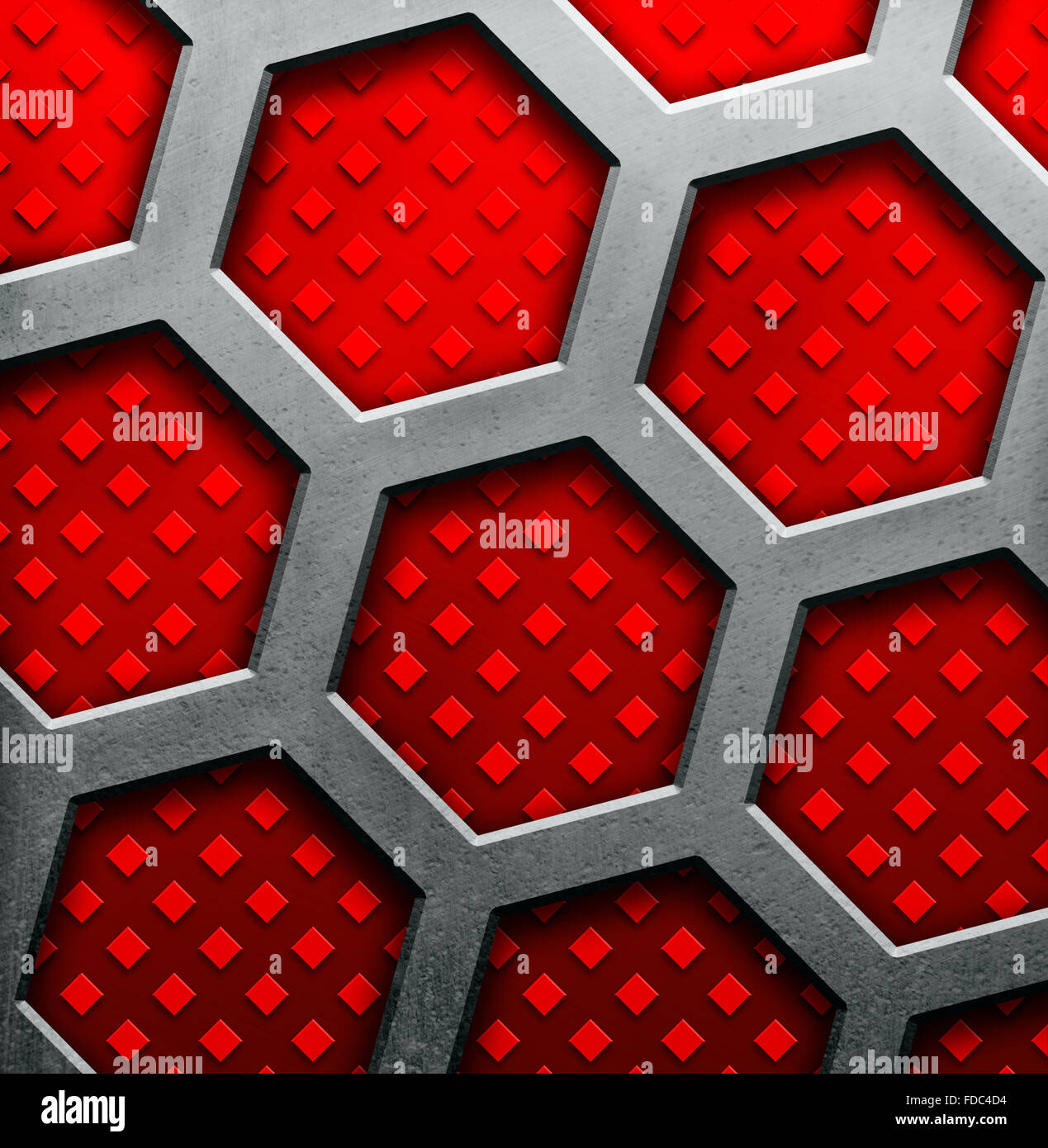 Abstract red metallic background with a hexagons Stock Photo - Alamy