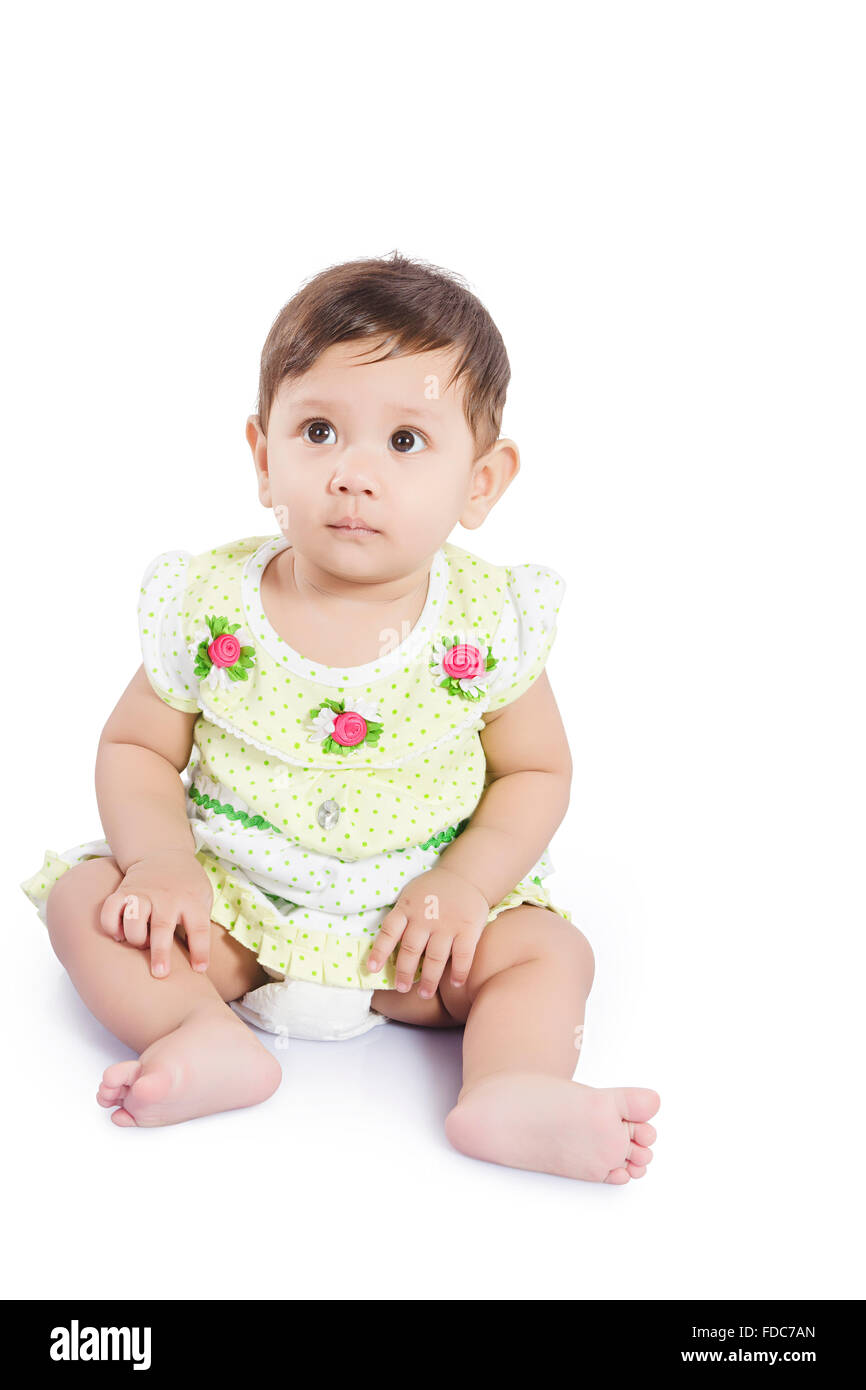 1 Child Baby Girl Sitting Stock Photo