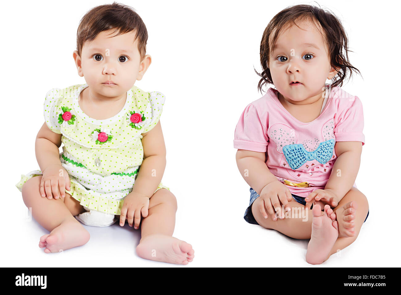 2 people Kids Babies Friends Girls only Sitting Stock Photo