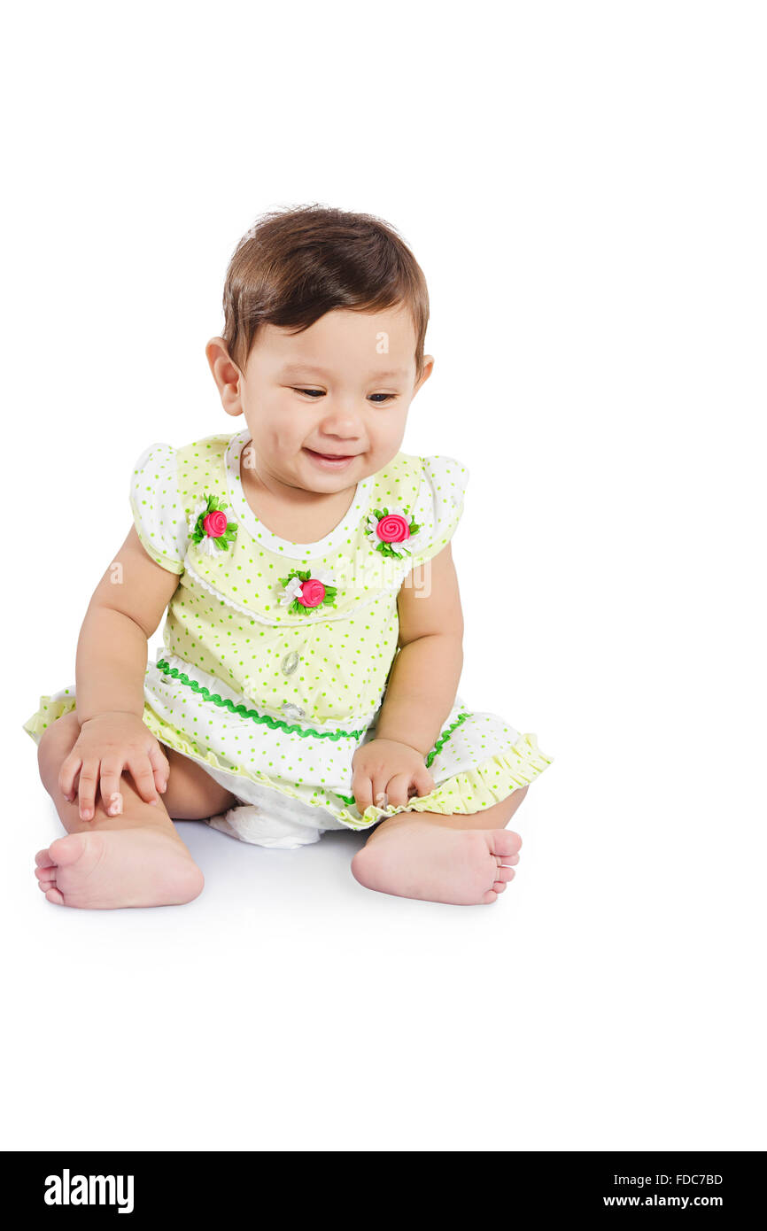 1 Child Baby Girl Sitting Stock Photo