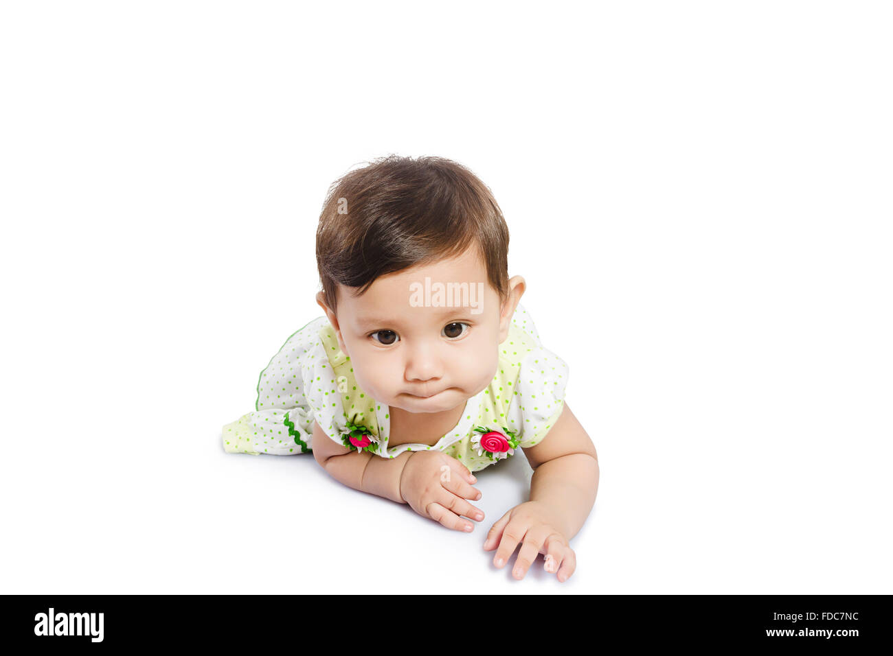 1 Child Baby Girl Floor Lying Down Stock Photo