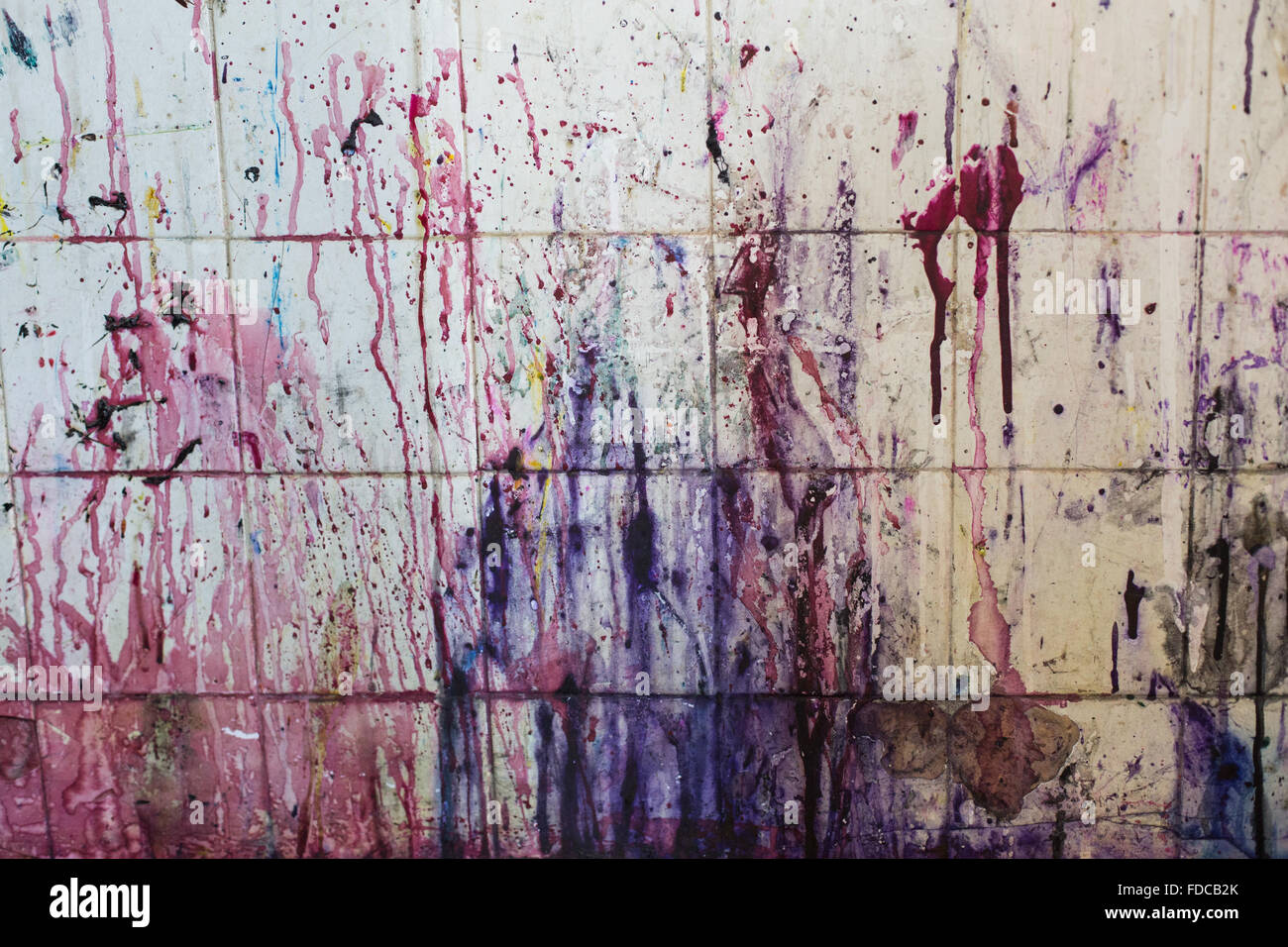 paint splattered tile wall Stock Photo Alamy