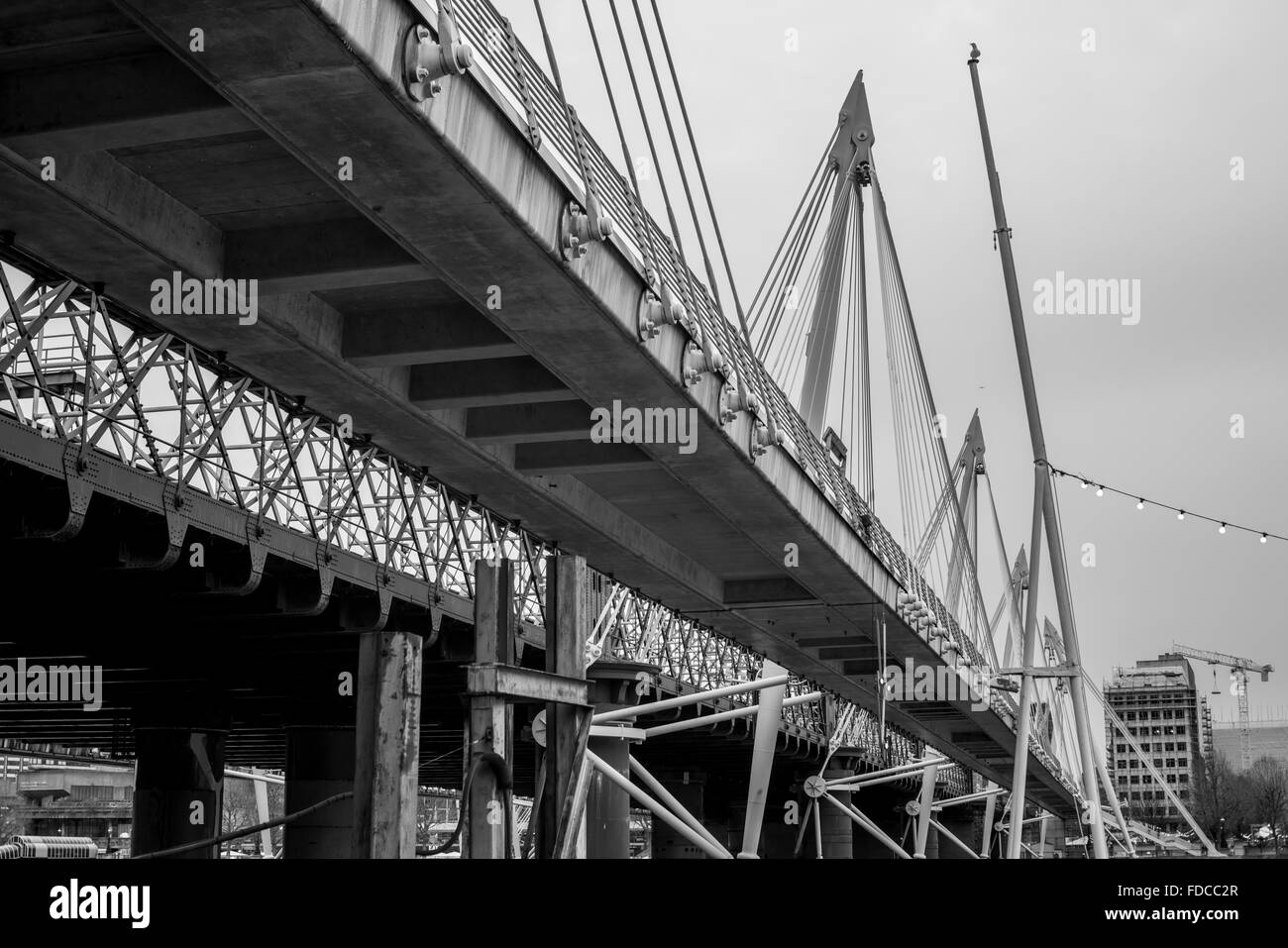 A shot of the golden jubilee bridge in London. Stock Photo