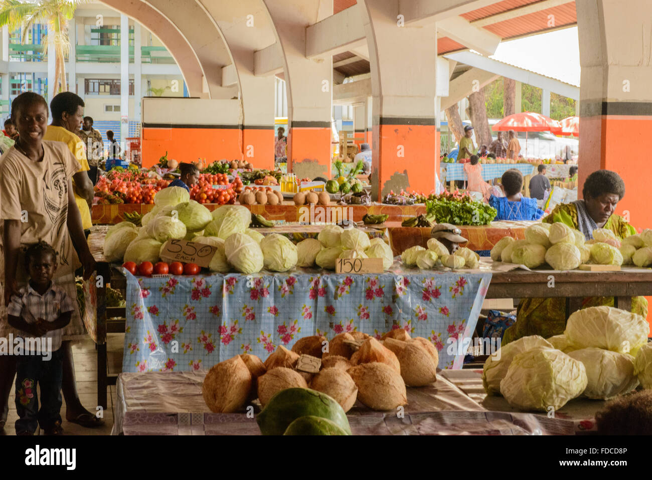 Twenty-four hour market, Port Vila, Vanuatu Stock Photo