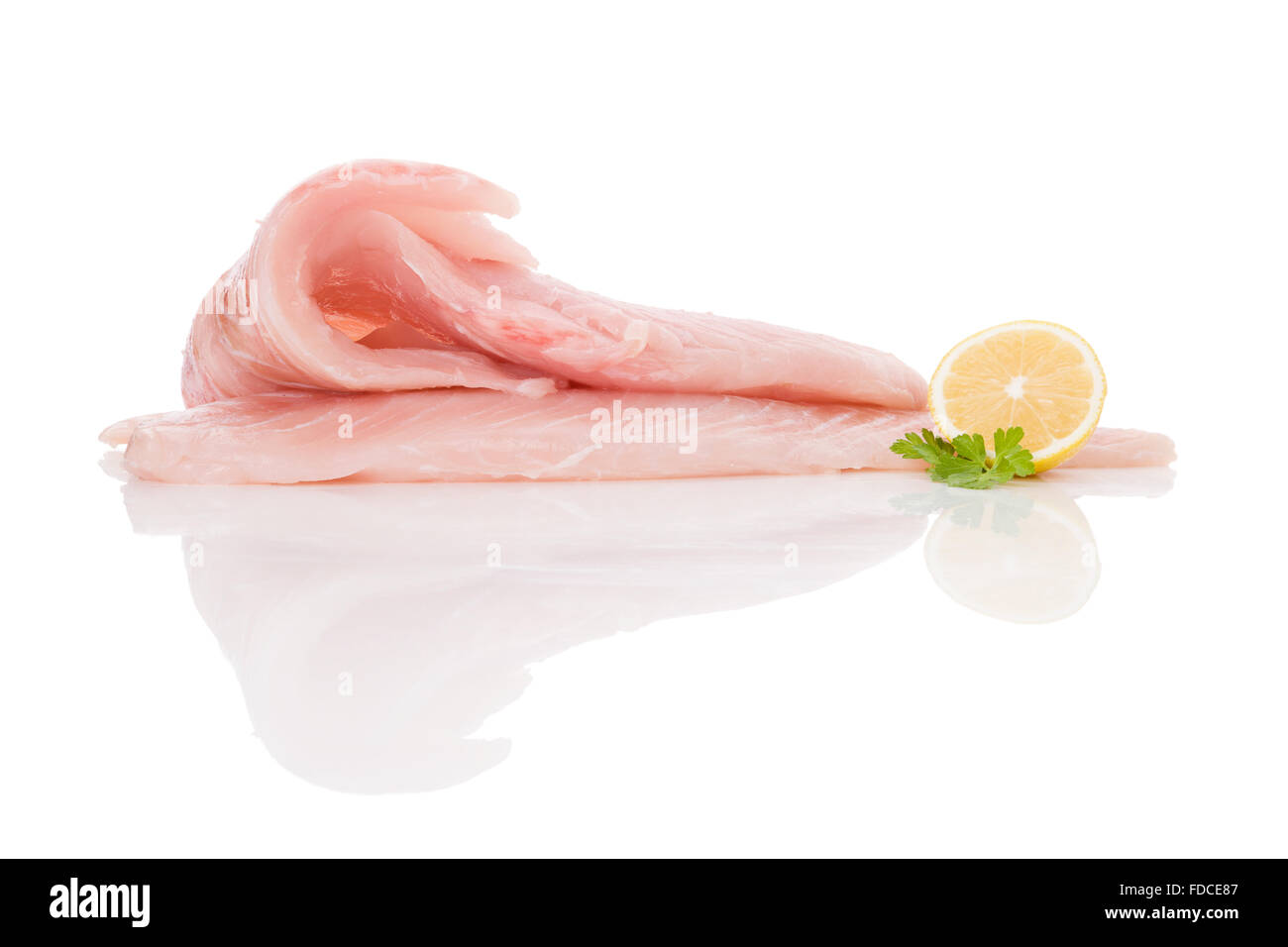 Fresh catfish fillet isolated on white background. Culinary healthy