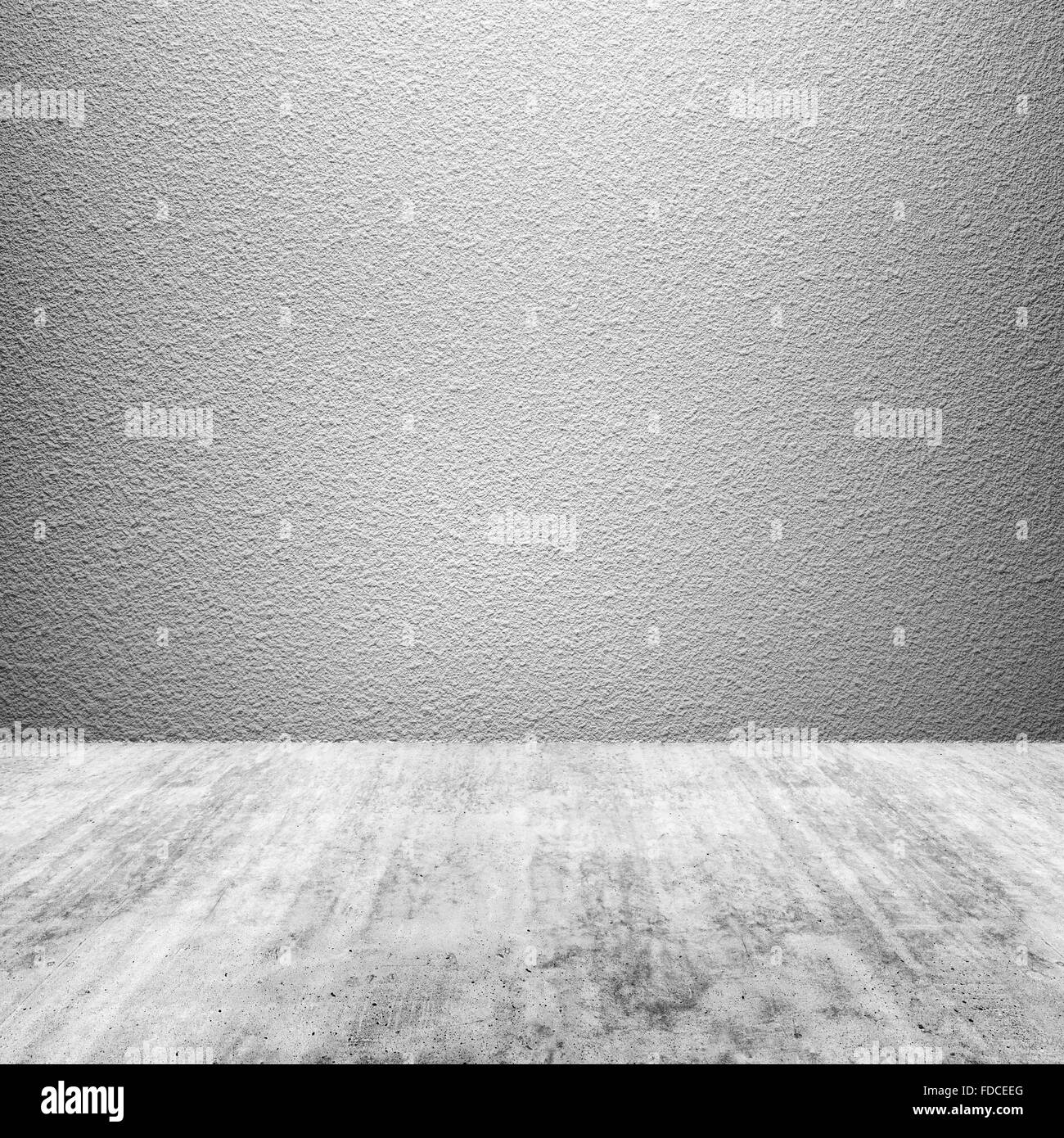 Abstract empty square interior background with concrete floor and white wall Stock Photo