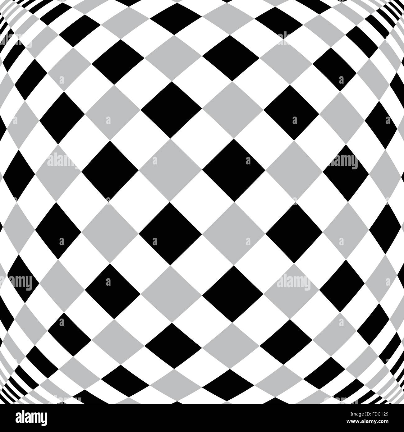 Grayscale, monochrome squared pattern with distortion effect Stock ...