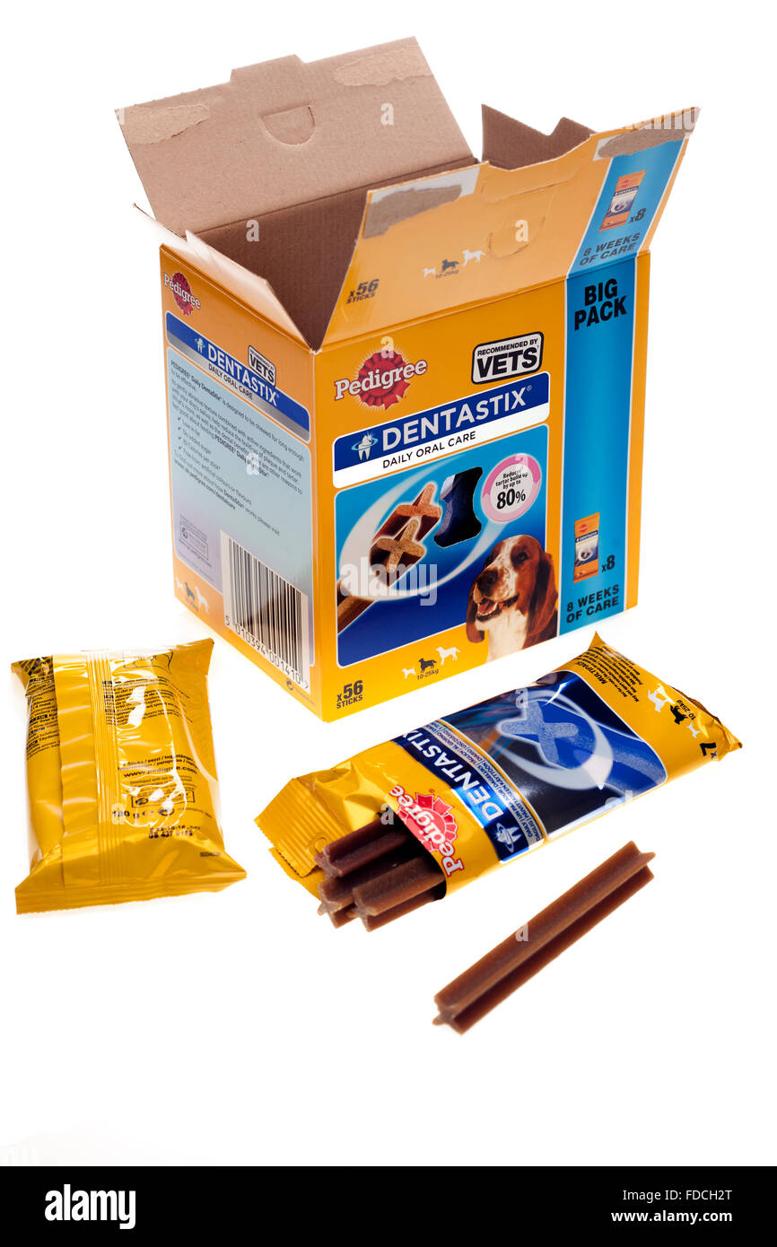 Box of Pedigree Big Pack of 56  Dentastix dog chews daily oral care for dogs Stock Photo