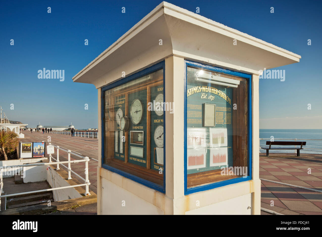 Hastings promenade weather station kiosk. Stock Photo