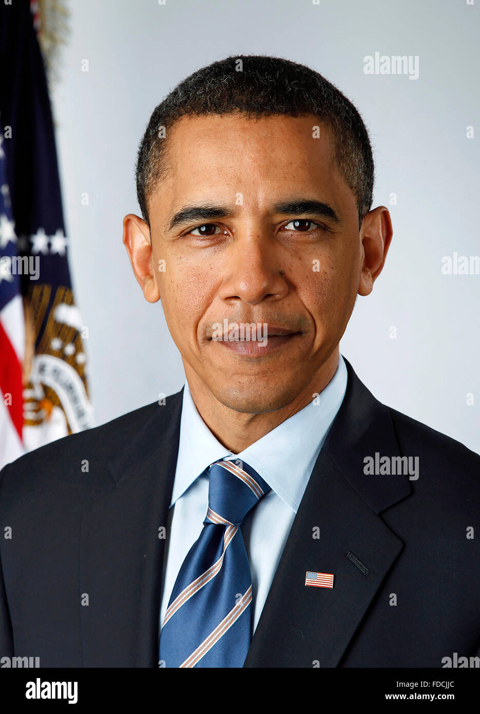 Barack Obama. Official portrait of Barack Obama (b.1961), the 44th President of the USA, taken on January 13th 2009, when he was President Elect and a week before he assumed office. Stock Photo