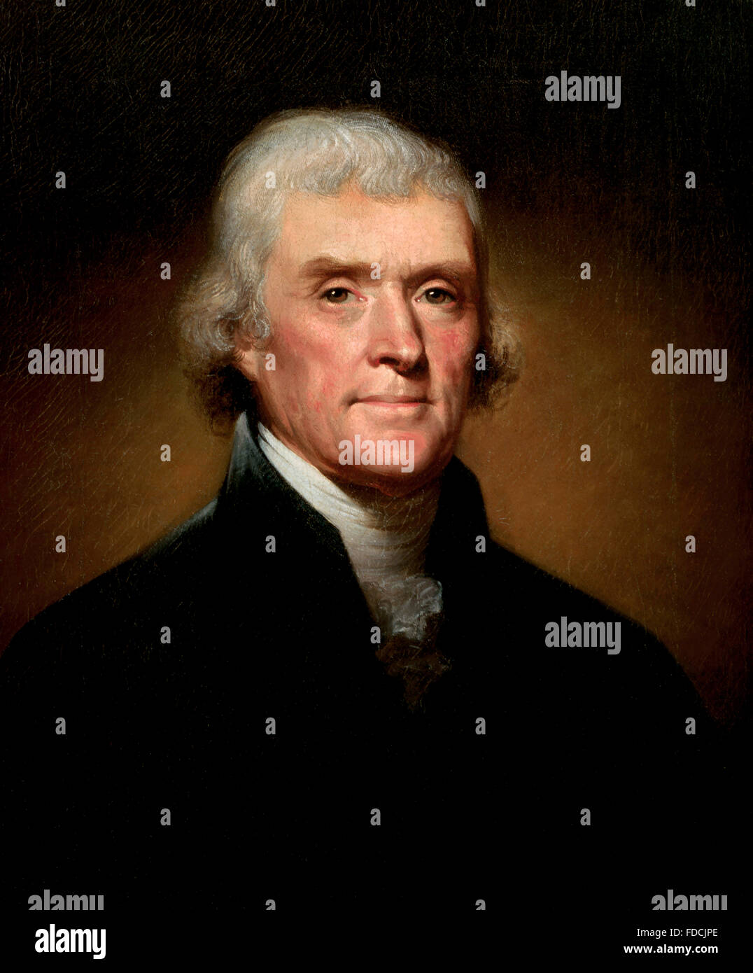 Thomas Jefferson. Portrait by Rembrandt Peale of 3rd US President Thomas Jefferson, 1800 Stock Photo