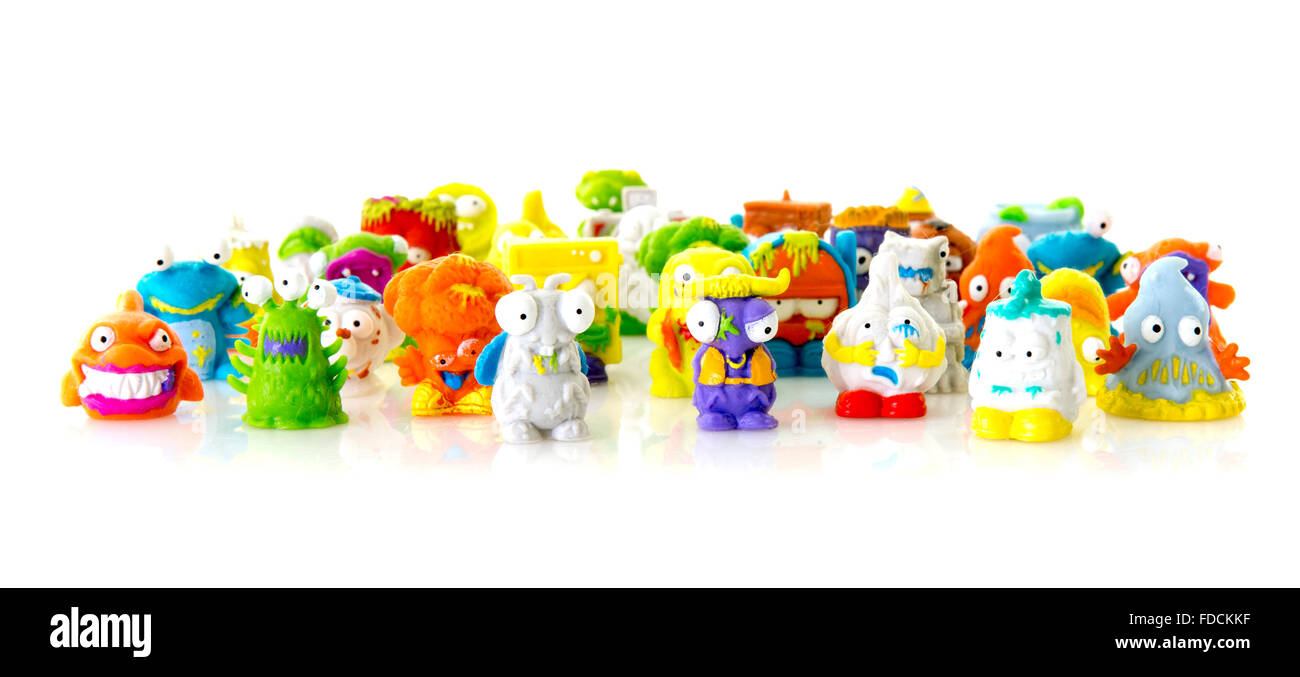Collection of The Trash Pack Figures on a White Background Stock Photo