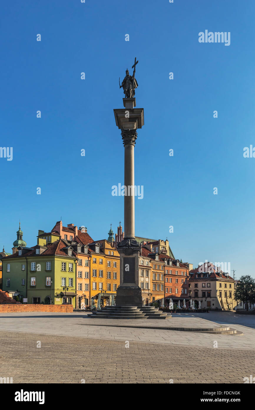 The Palace Square with Sigismunds Column is located in the historic old town (Srodmiescie) of Warsaw, Masovian, Poland, Europe Stock Photo