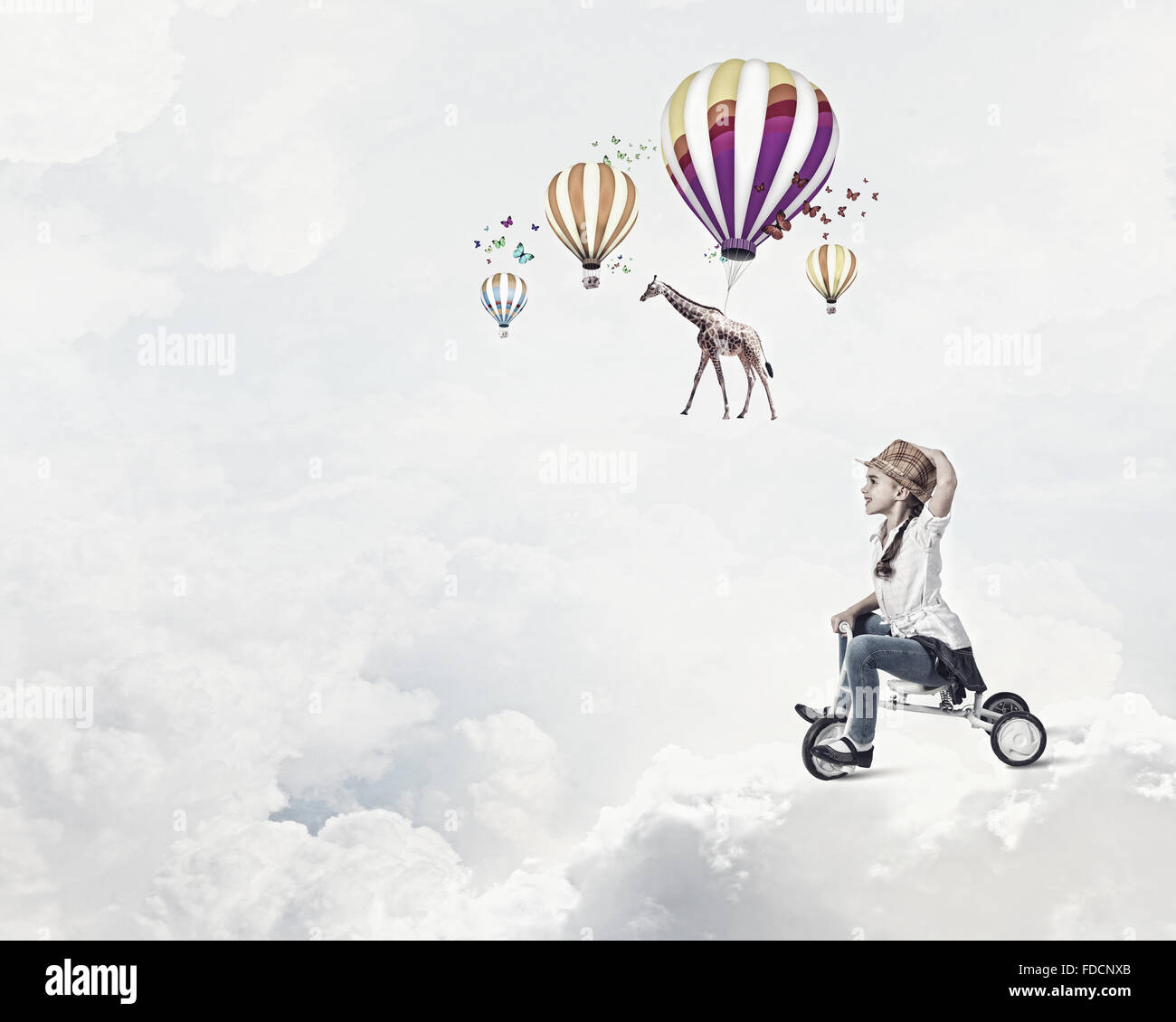 Little cute girl of preschool age riding tricycle Stock Photo Alamy