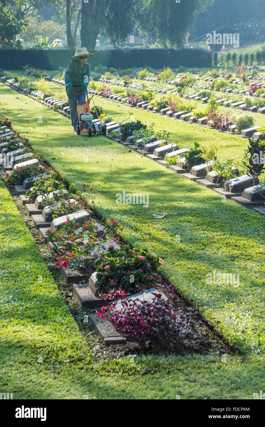 Thailand, Kanchanaburi, WWII CWGC Cemetery to those that died building the Burma-Siam Death Railway Stock Photo