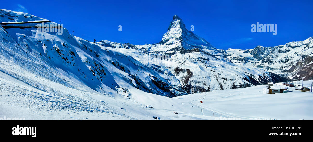 Panorama of Matterhorn in Swiss Alps Stock Photo - Alamy