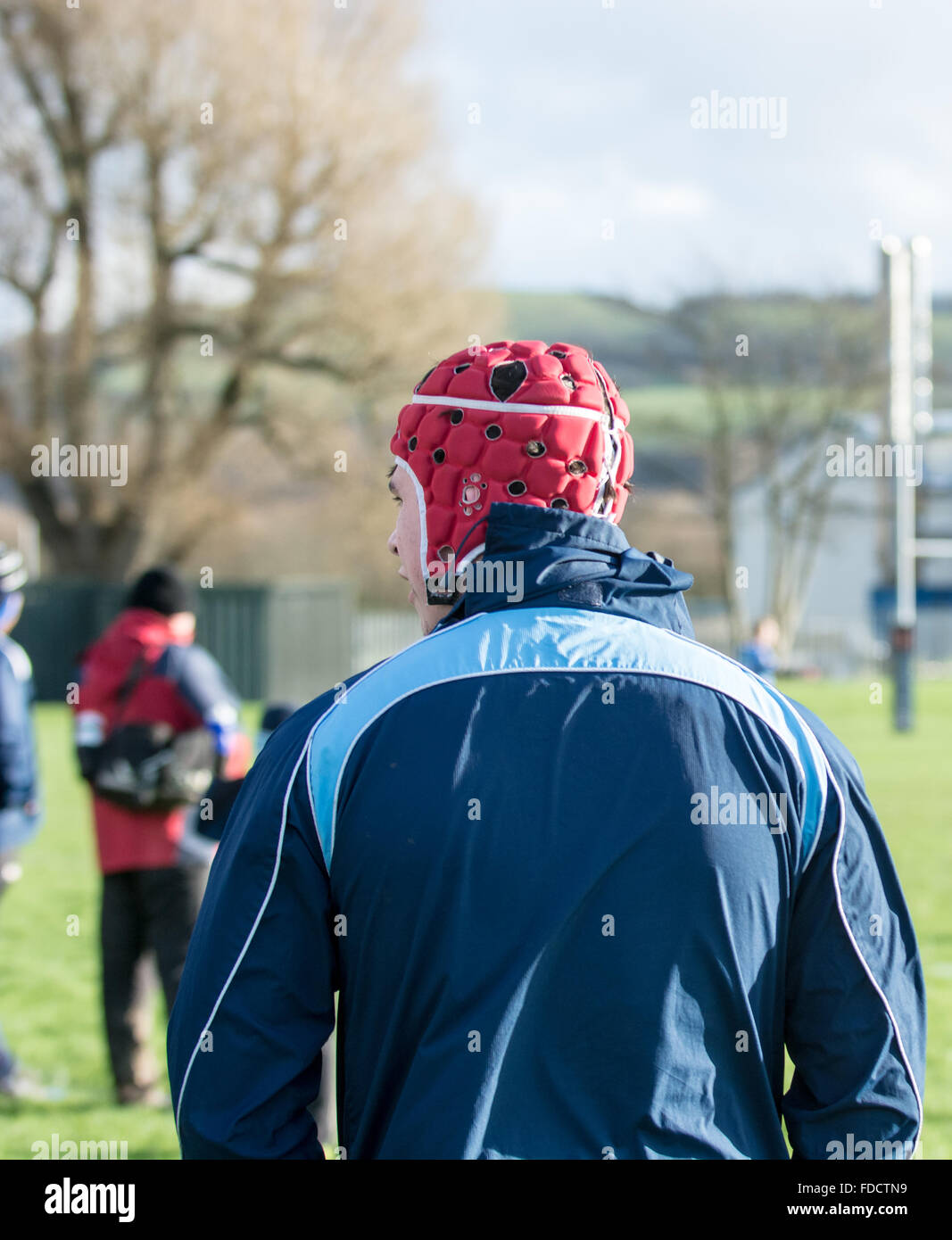 Aberystwyth, West Wales, UK 30th January 2016 Sport. Aberystwyth RFC (1st Team) vs Carmarthen Athletic RFC (1st Team) play each other in the SWALEC National League. Aberystwyth are on their home turf. As hailstones come down just before half-time Aberystwyth take the lead with a try and conversion. © Trebuchet Photography / Alamy News Live Stock Photo