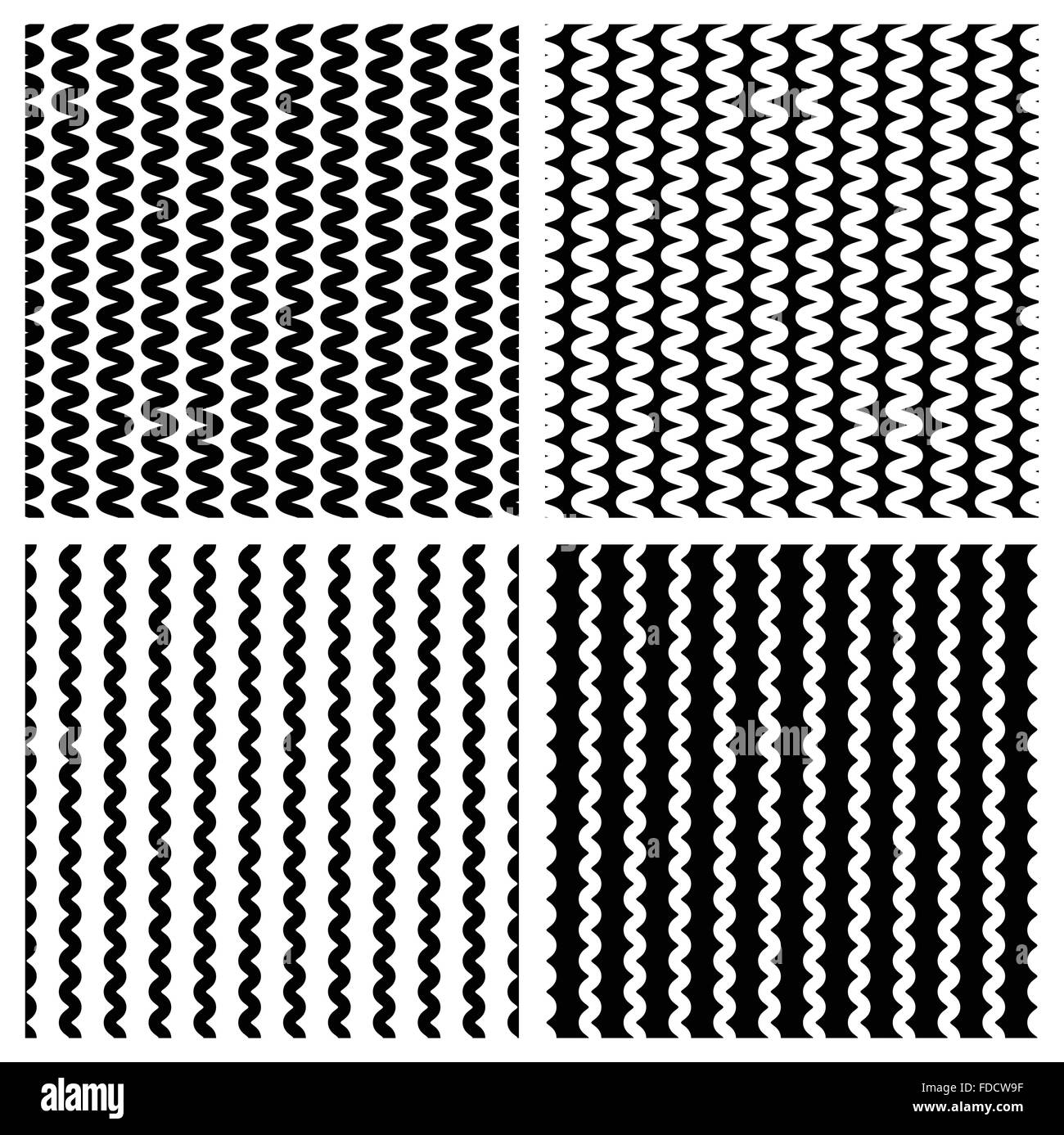 Zig zag, wavy lines seamless monochrome pattern Stock Vector Image