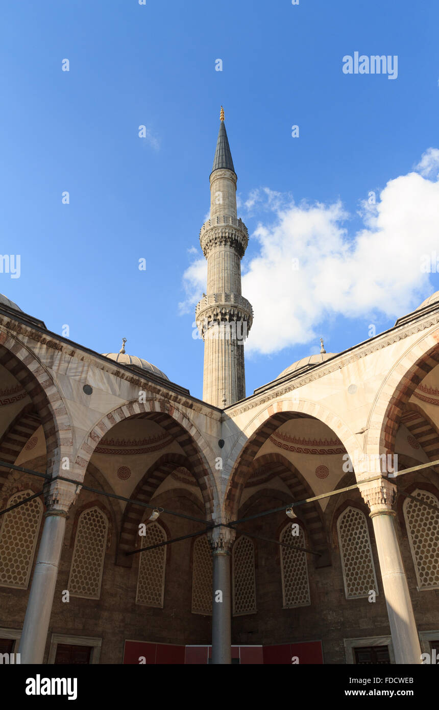 Tower from interior of The Blue Mosque,  Istanbul, Turkey. Stock Photo