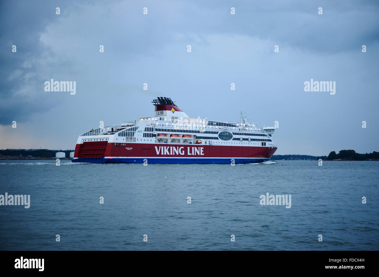 Viking Line ferry leaving the Port of Helsinki, Finland Stock Photo