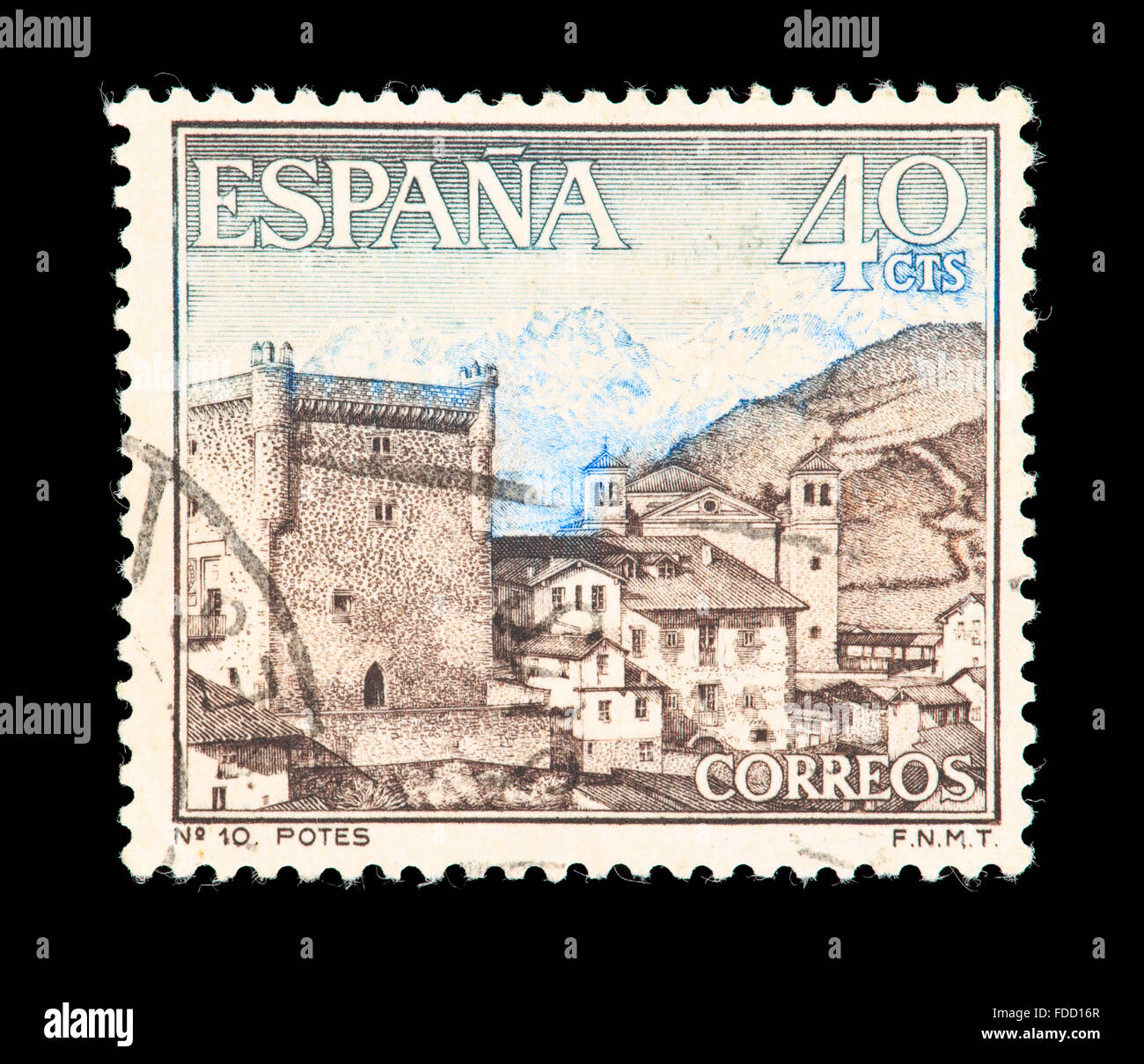 Postage stamp from Spain depicting Potes, Santander. Stock Photo