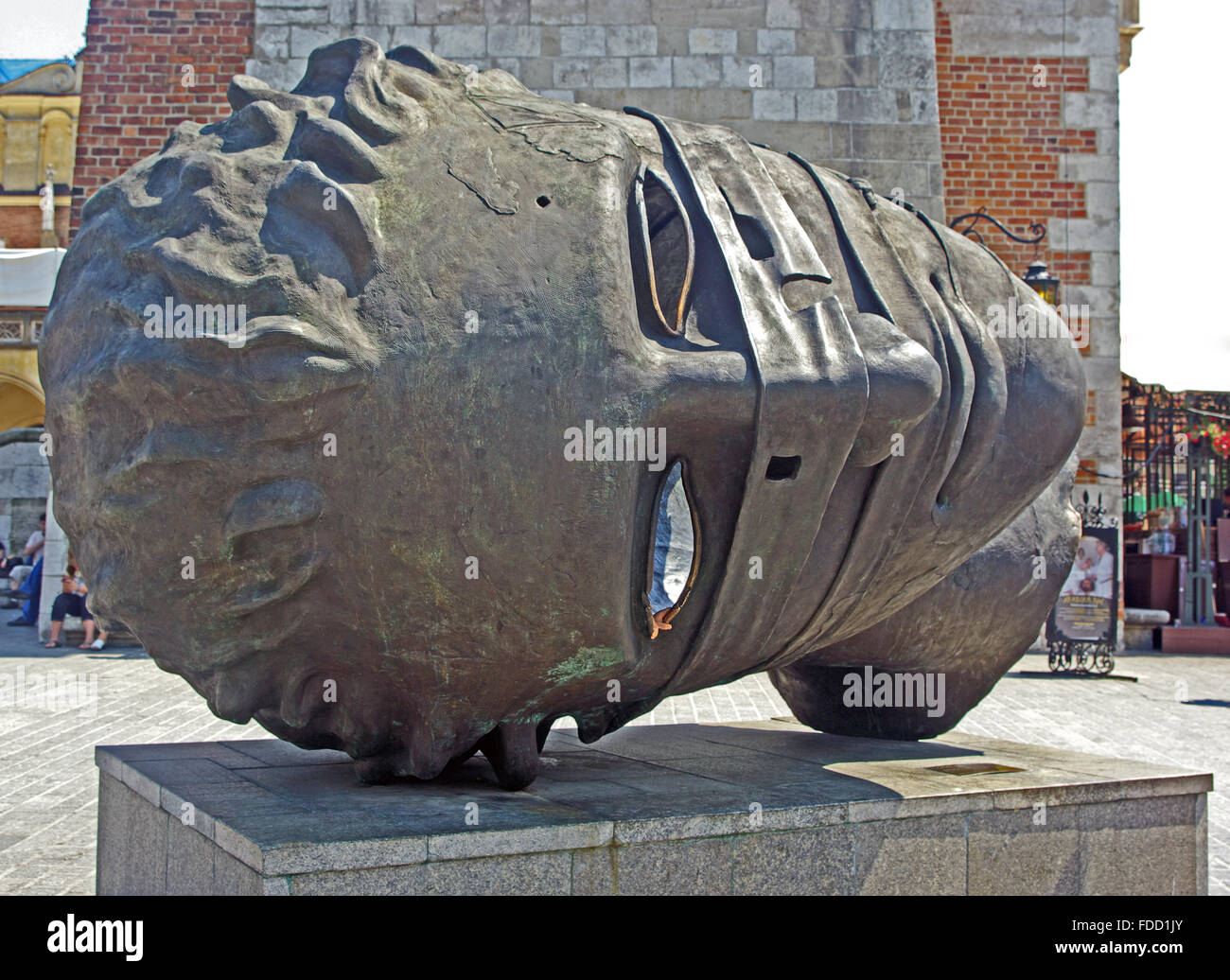 Bust Sculpture, Main Market Square, Cracow Krakow, Poland Stock Photo