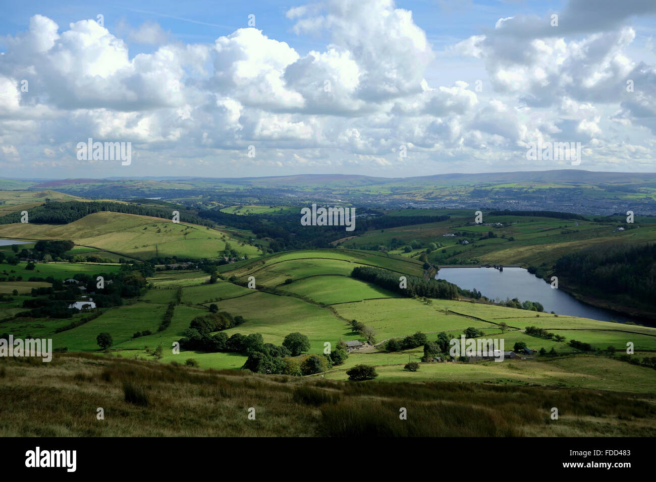 View from top of Pendle Hill in Lancashire Stock Photo