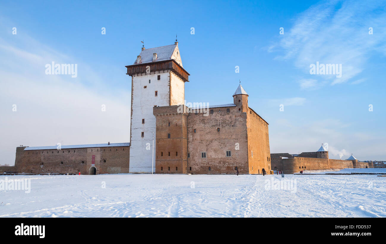 Hermanni linnus or Herman castle. Narva. Estonia. Winter season Stock Photo