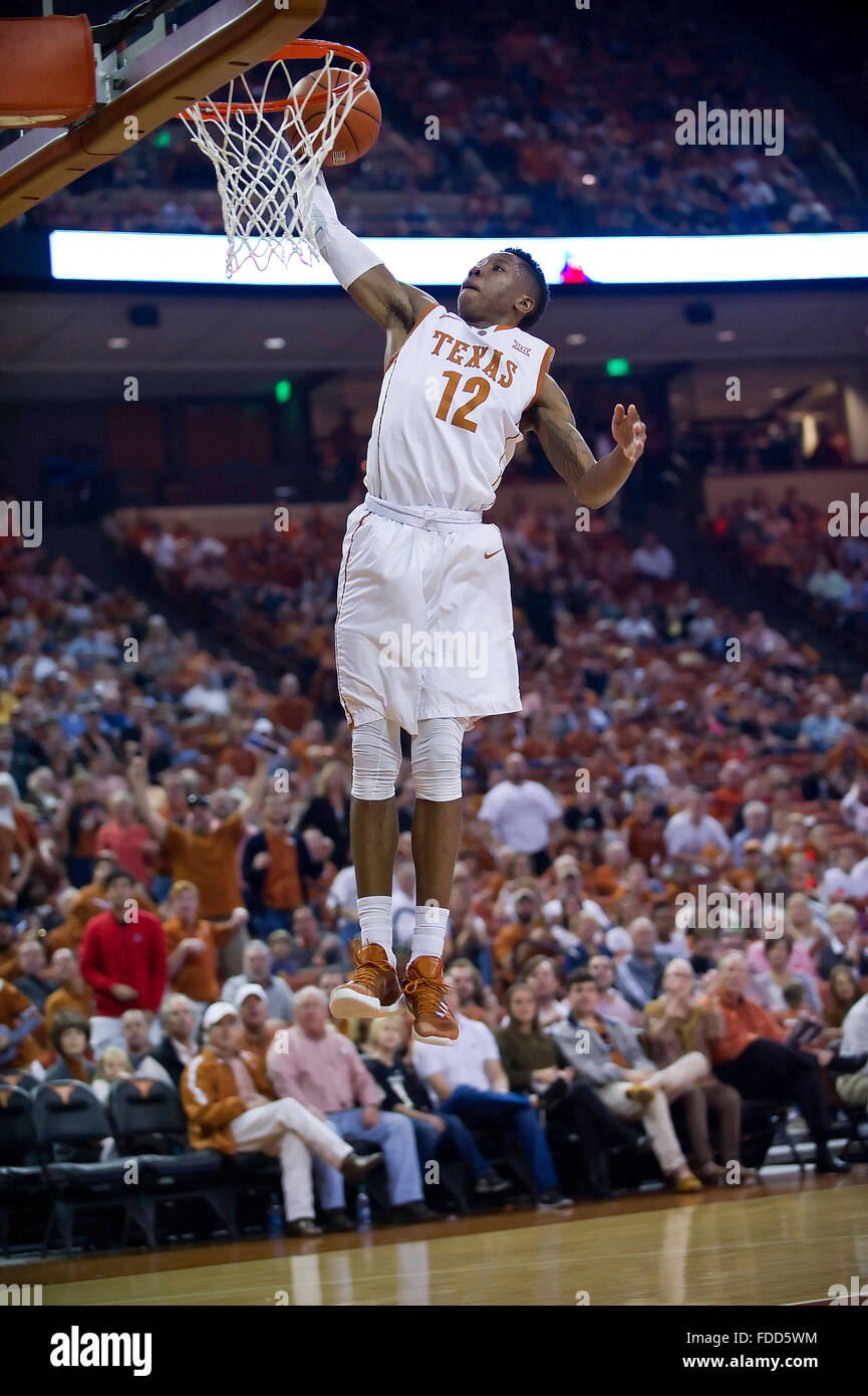 Austin, Texas, USA. 30th Jan, 2016. Texas Longhorns Kerwin Roach, Jr. 30th Jan, 2016. #12 in action during the NCAA Men's Basketball game between Vanderbilt Commodores at the Frank Erwin Center in Austin, TX. Mario Cantu/CSM/Alamy Live News Stock Photo