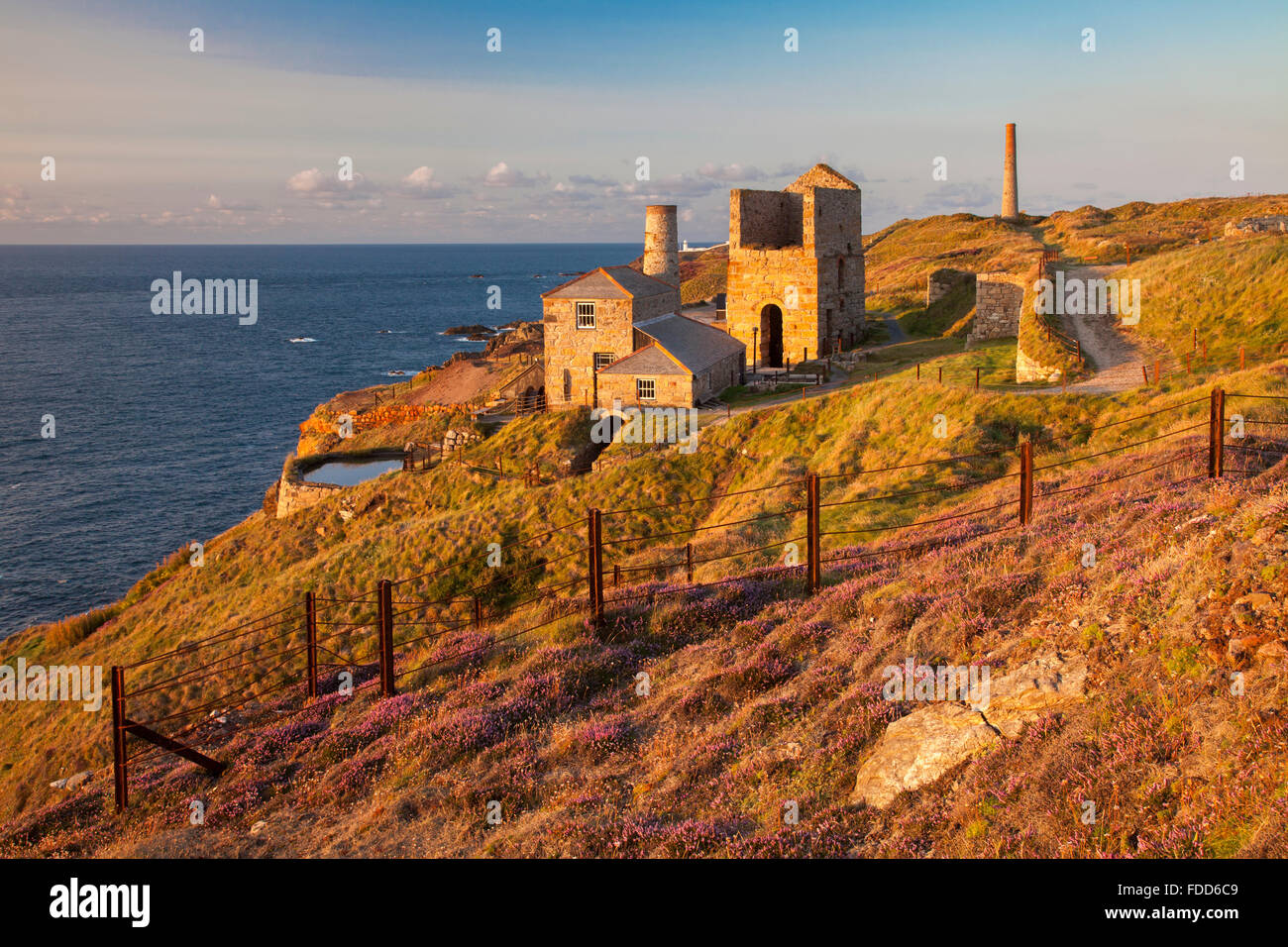 The engine houses at Levant, near St just in West Cornwall. Stock Photo