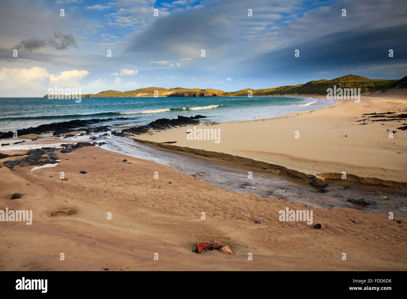 Balnakeil Beach near Durness in the far North West of Scotland, with Faraid Head in the distance. Stock Photo