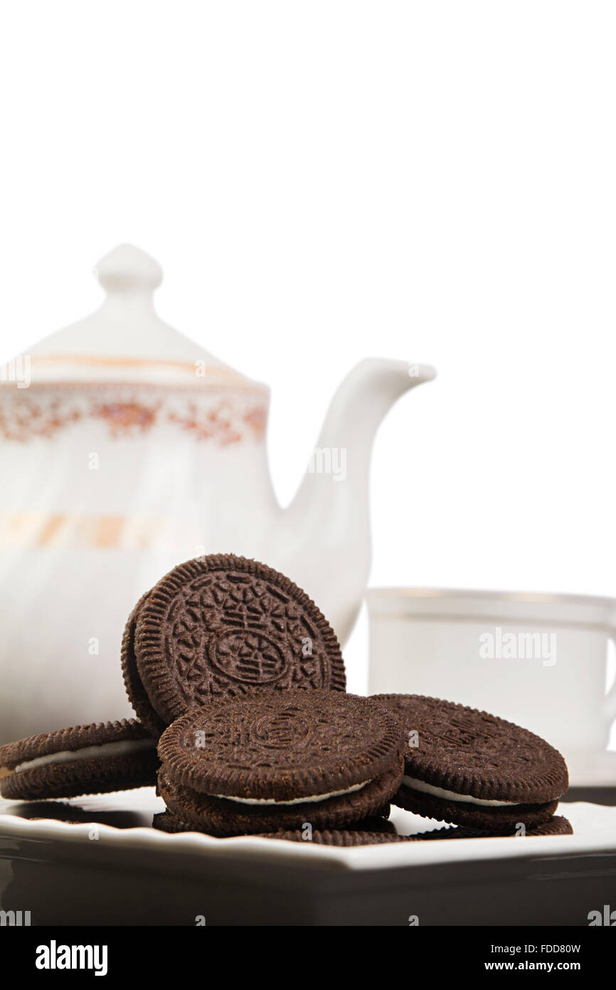 Breakfast Tea and Biscuit nobody Stock Photo Alamy