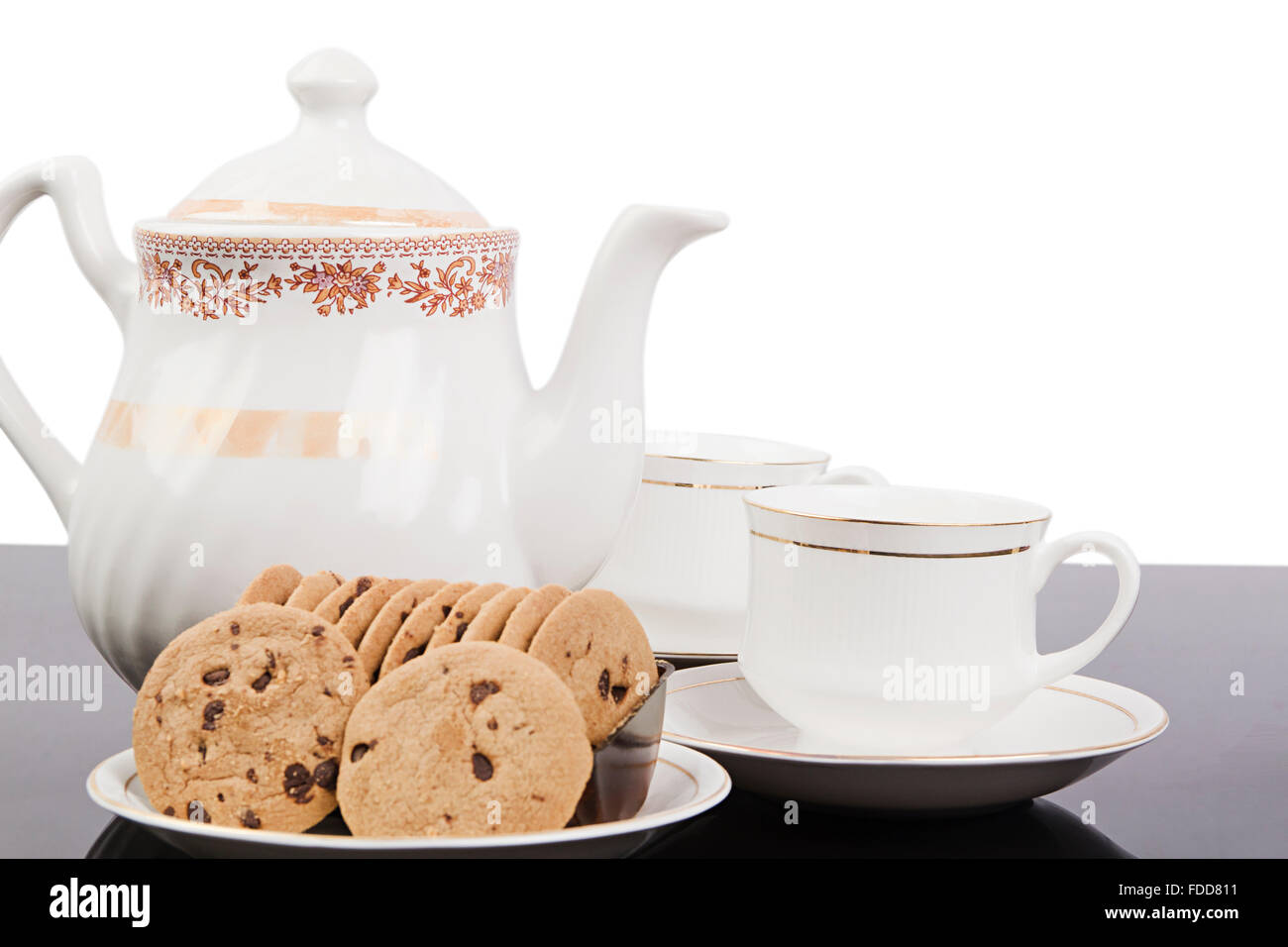 Breakfast Tea and Biscuit nobody Stock Photo Alamy