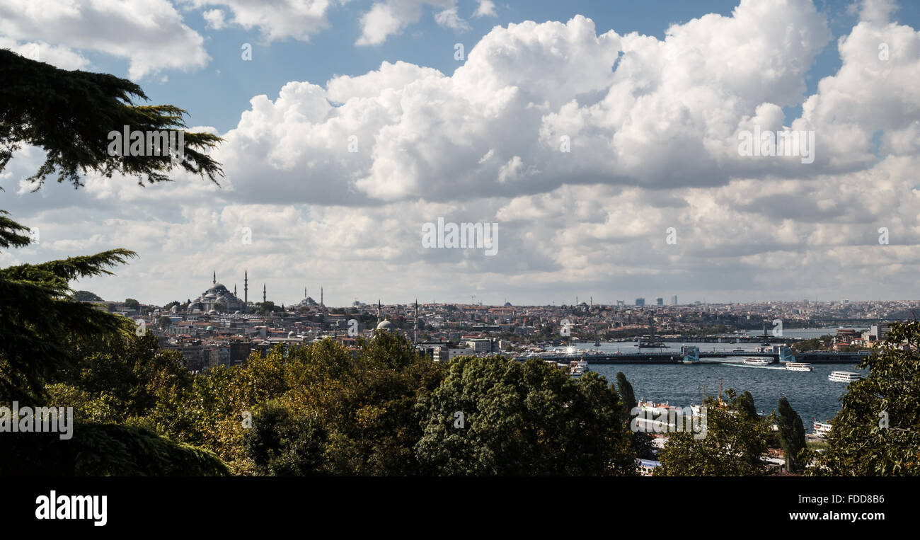 Istanbul, Turkey Landscape across the Bosphorus and the Palace Stock Photo