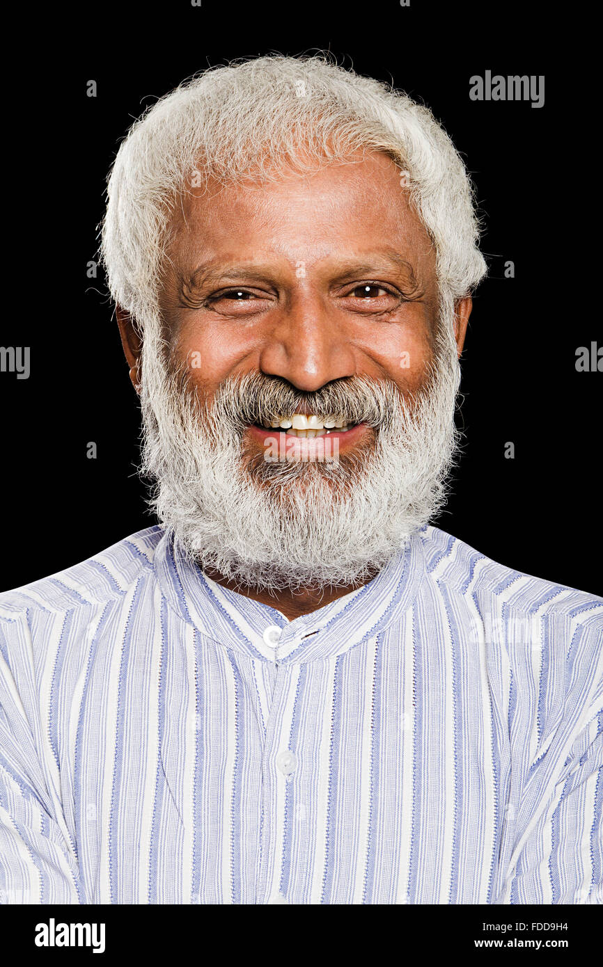 1 indian Senior Adult Man Smiling pose Stock Photo