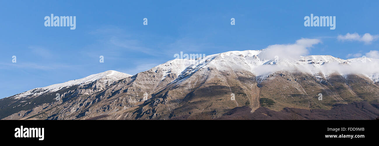 Mountain Top With Snow Abruzzi Italy Stock Photo