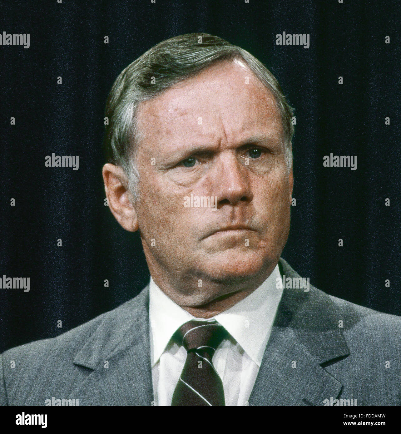 Washington, DC., USA, 1986 Neil Armstrong President of the Commission to investigate the Space Shuttle disaster  Credit: Mark Reinstein Stock Photo