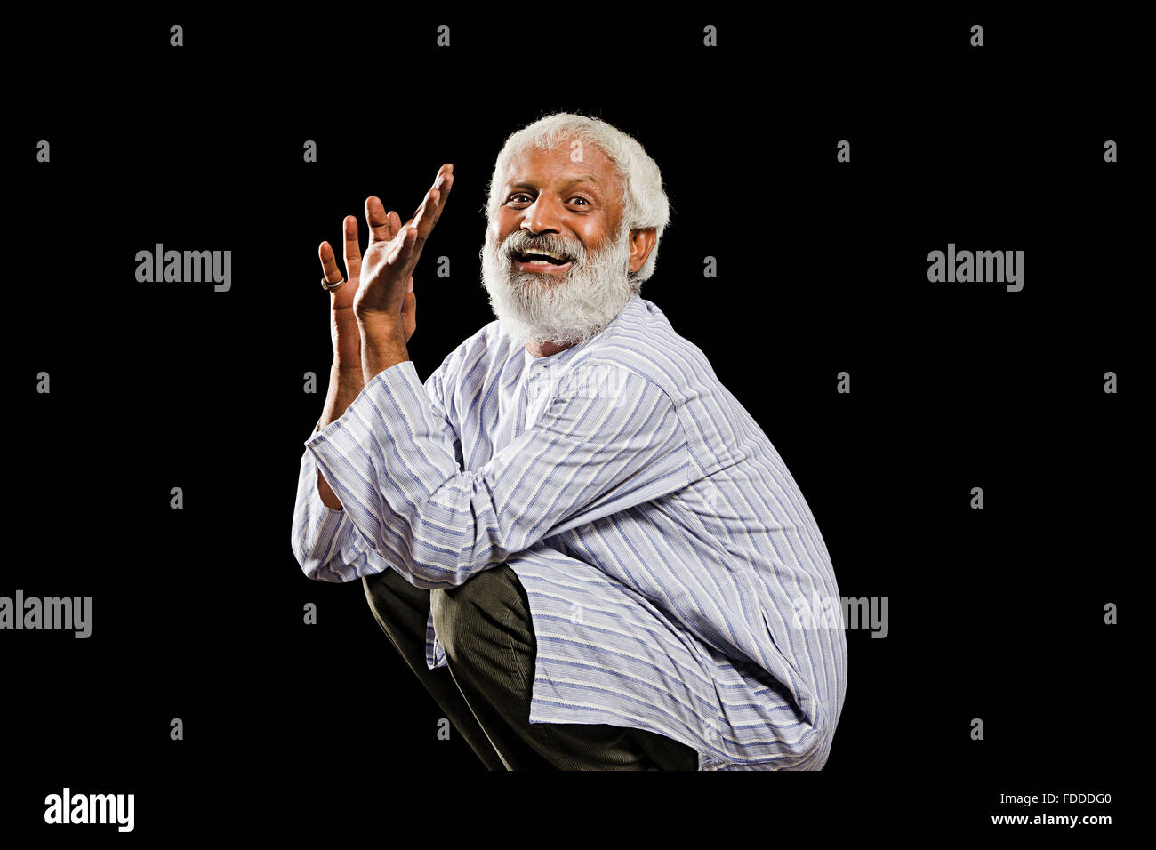 1 indian Senior Adult Man Villager Sitting Stock Photo