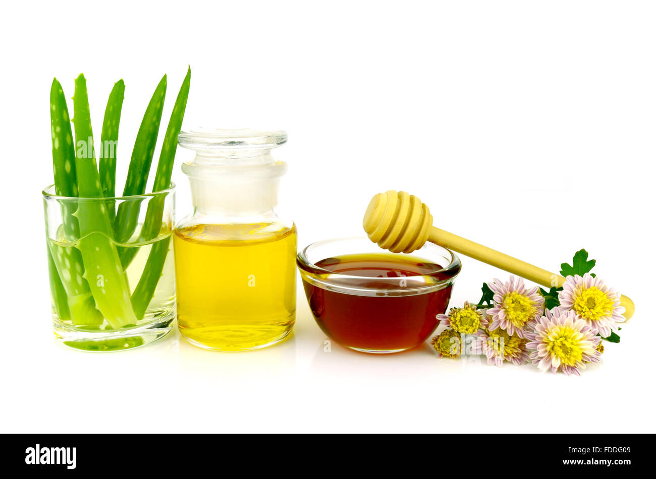 Aloe vera hair and facial treatment paste mask ingredients on white  background Stock Photo - Alamy