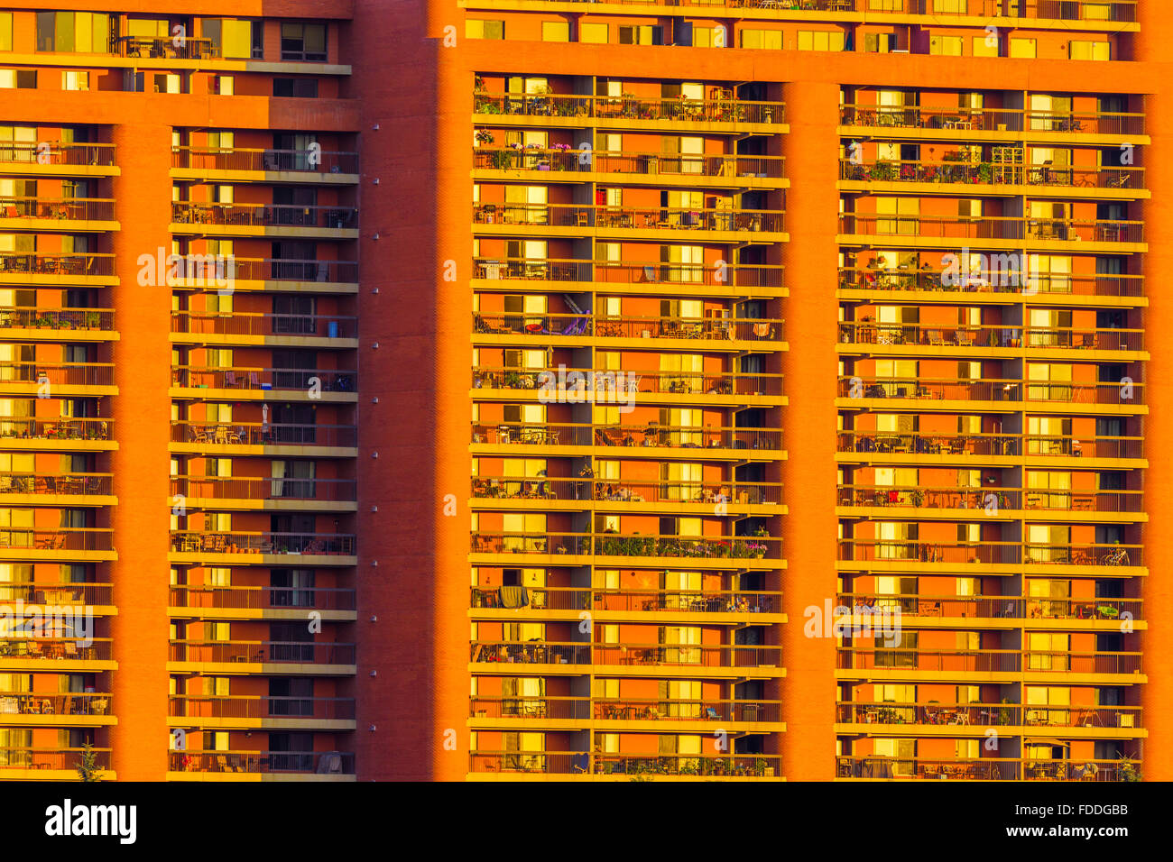 condo tower in downtown Edmonton at sunrise, Alberta Stock Photo