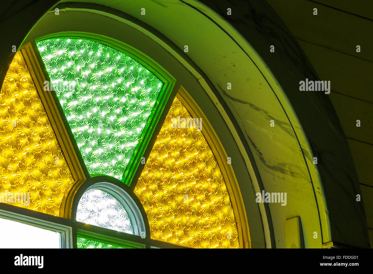 stained glass church window at Ukrainian Cultural Heritage Village