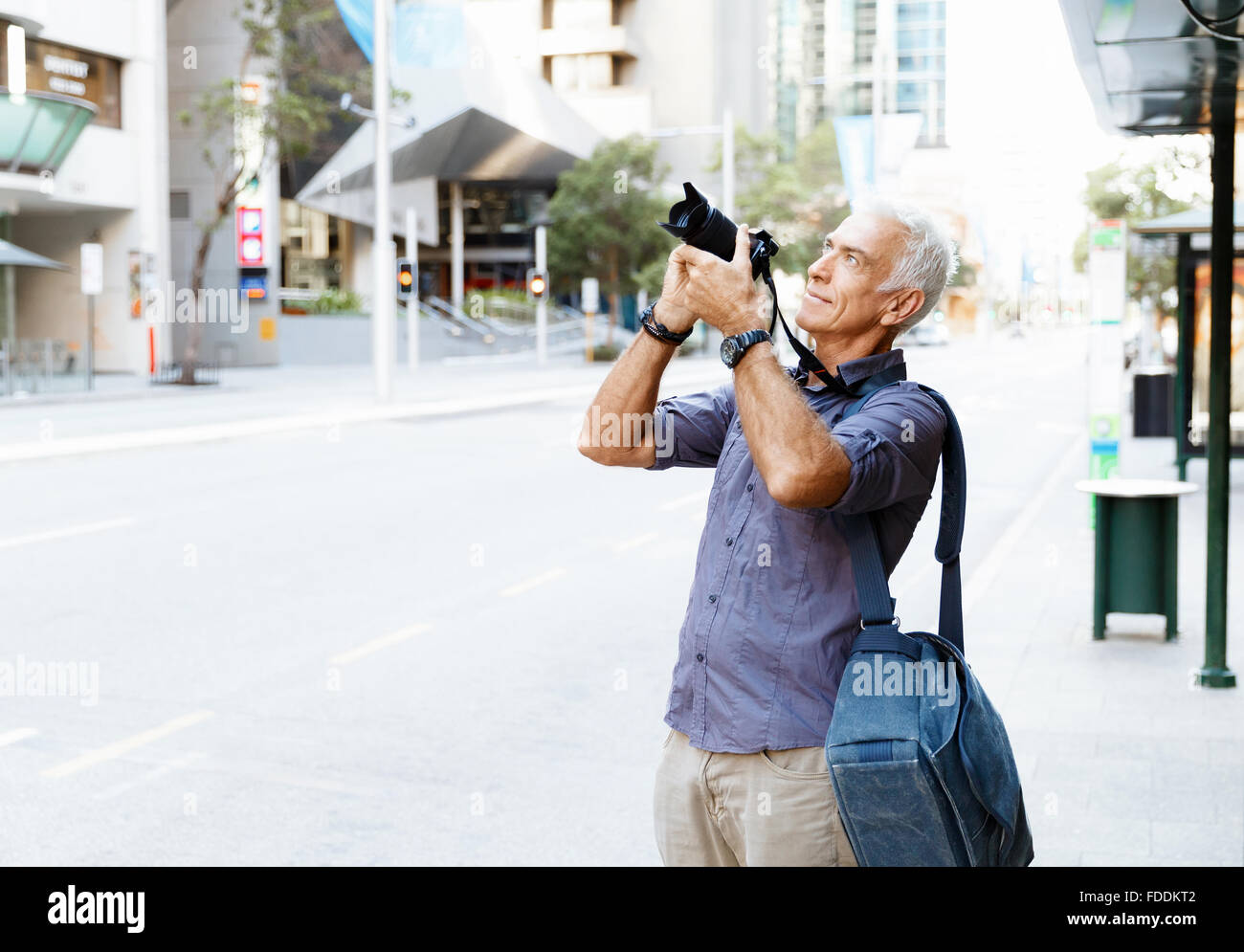 Senior Man With Camera In City Stock Photo 94343314 Alamy - 