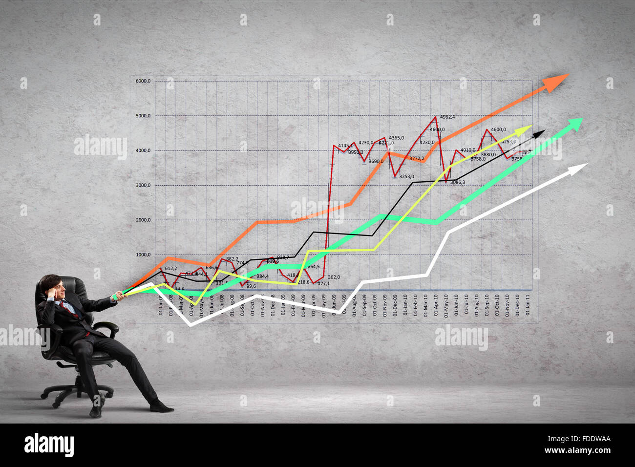 Pulling Chart Example Image of young businessman pulling graph. Chart growth concept Stock ...