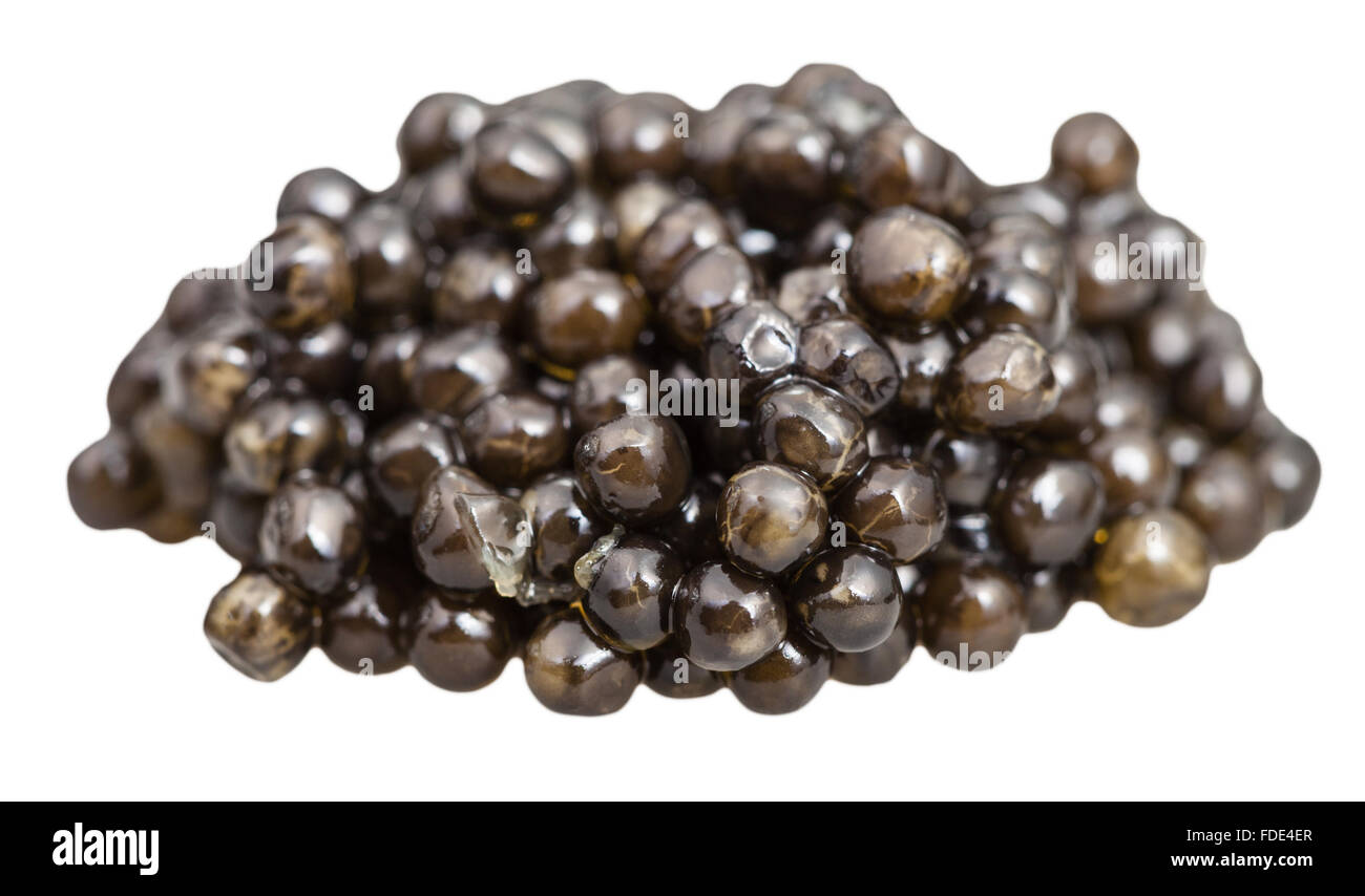 handful of black sturgeon caviar close up isolated on white background Stock Photo Alamy