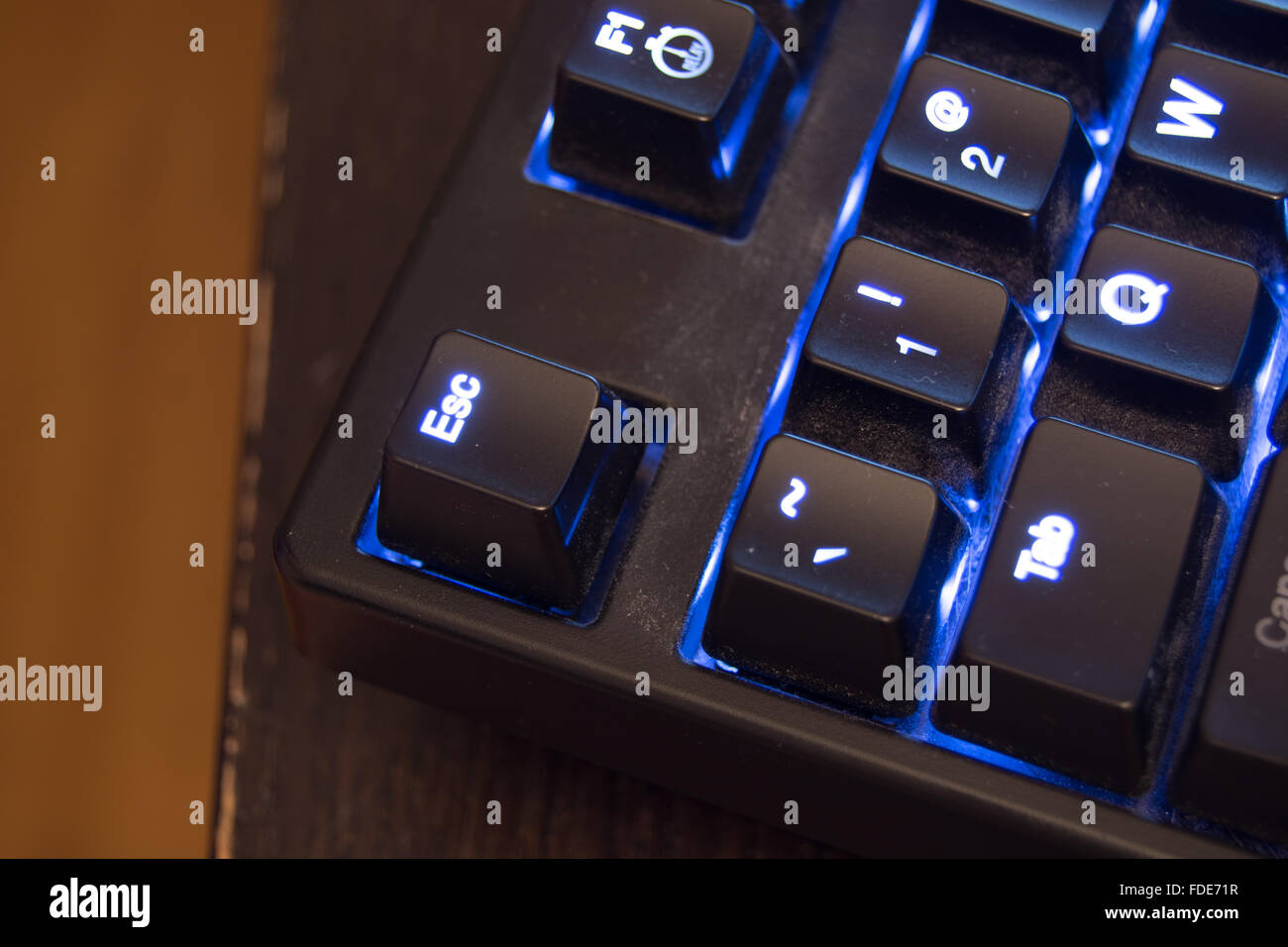 A Ducky Shine 3 mechanical keyboard's escape key. Stock Photo