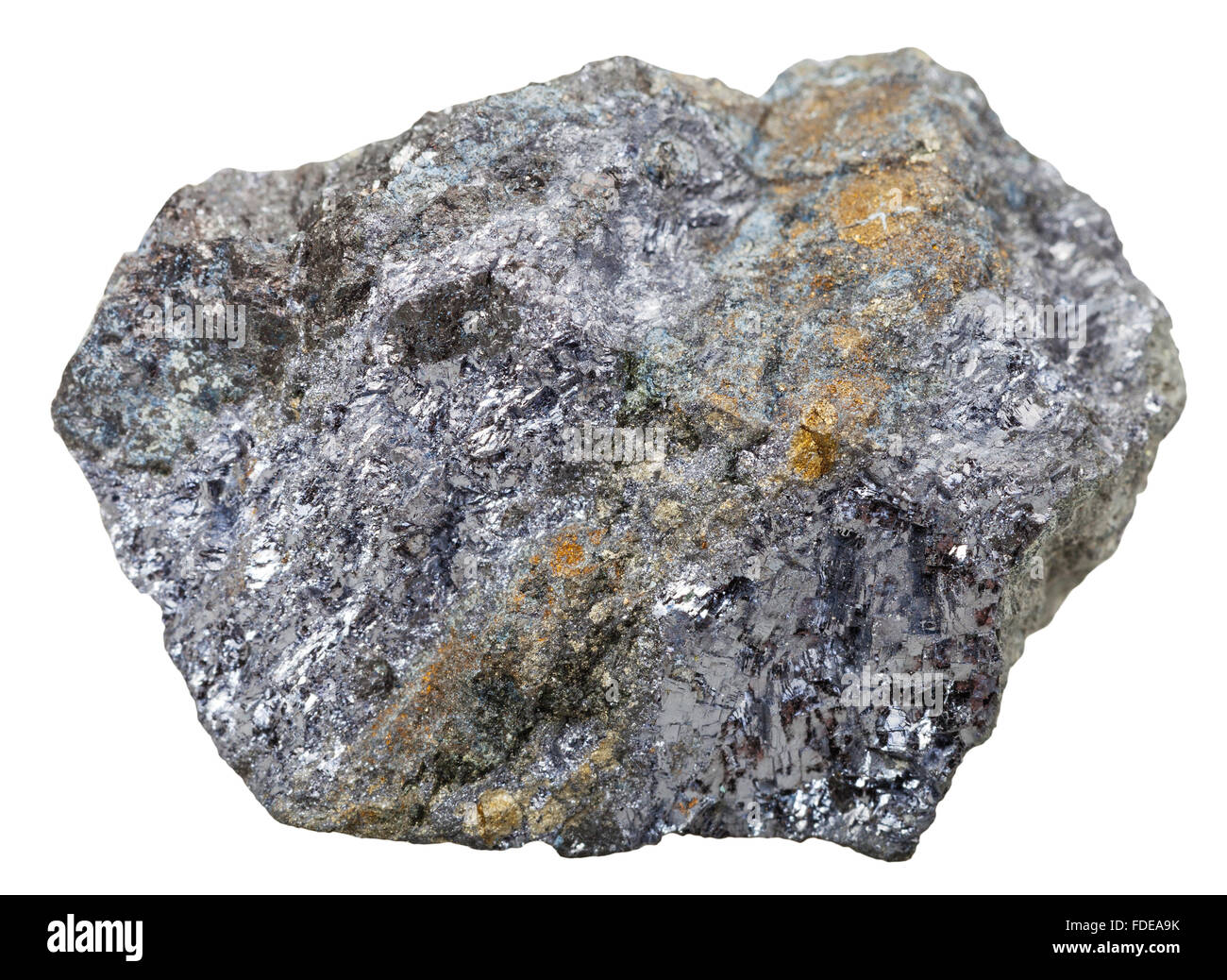 macro shooting of collection natural rock - galena mineral stone with chalcopyrite isolated on white background Stock Photo